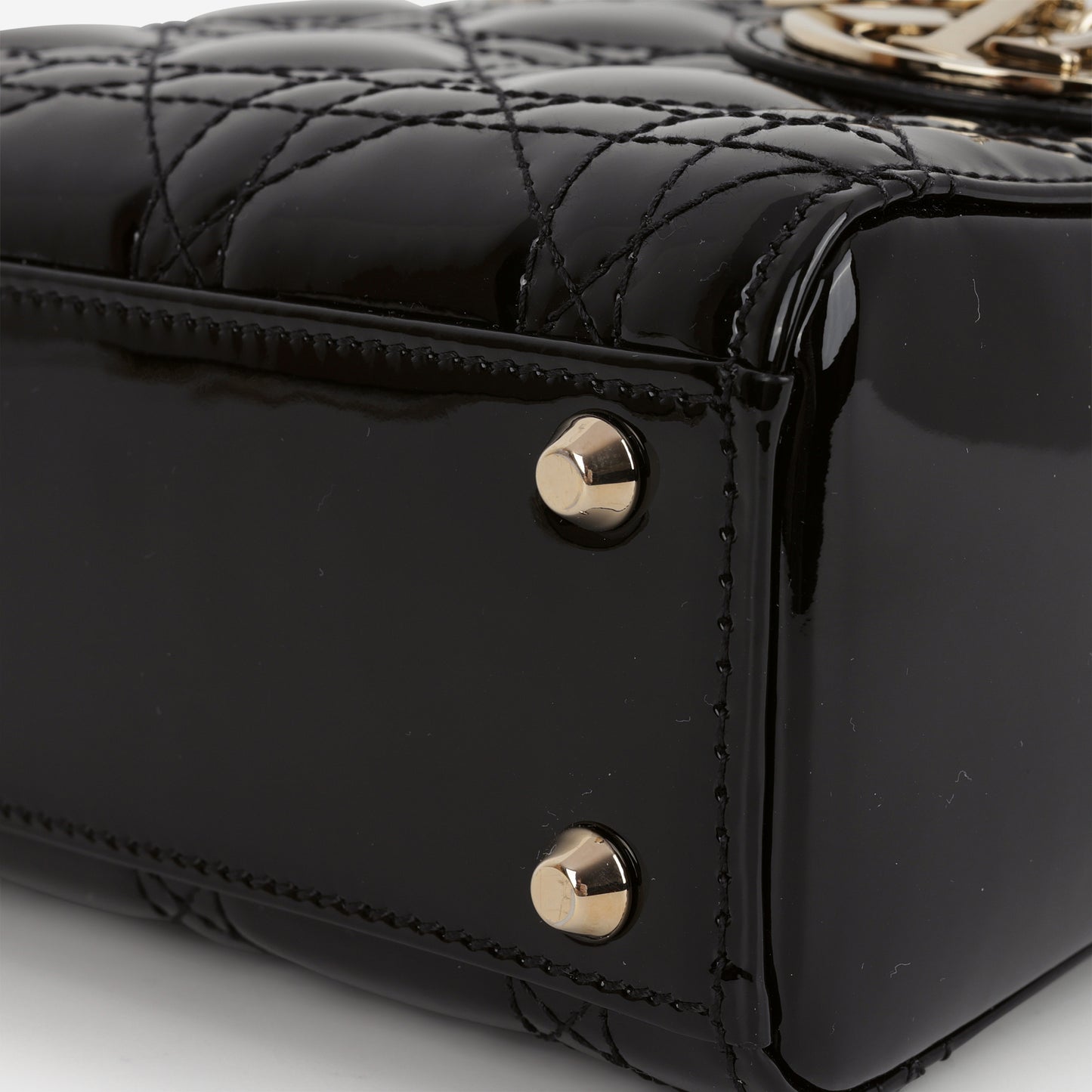 Dior Mini Lady Dior - Black Patent | Champagne Gold Hardware - Bagista