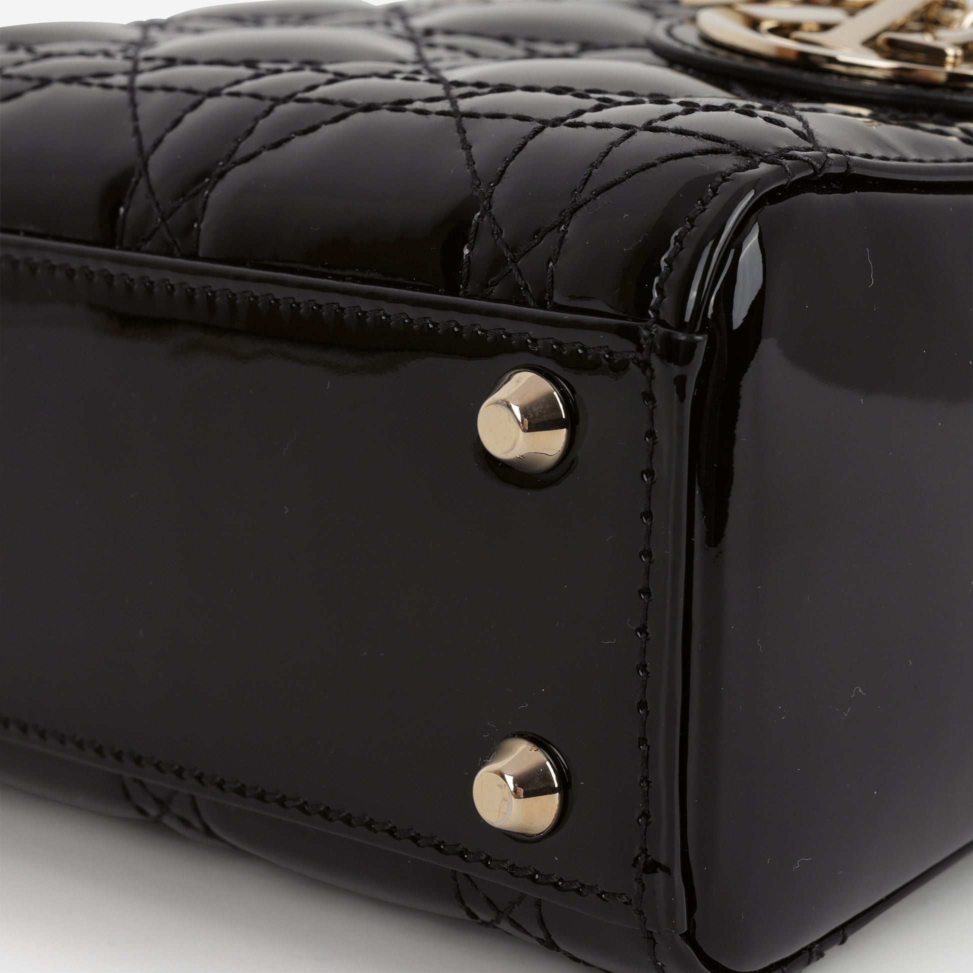 Dior Mini Lady Dior - Black Patent | Champagne Gold Hardware - Bagista