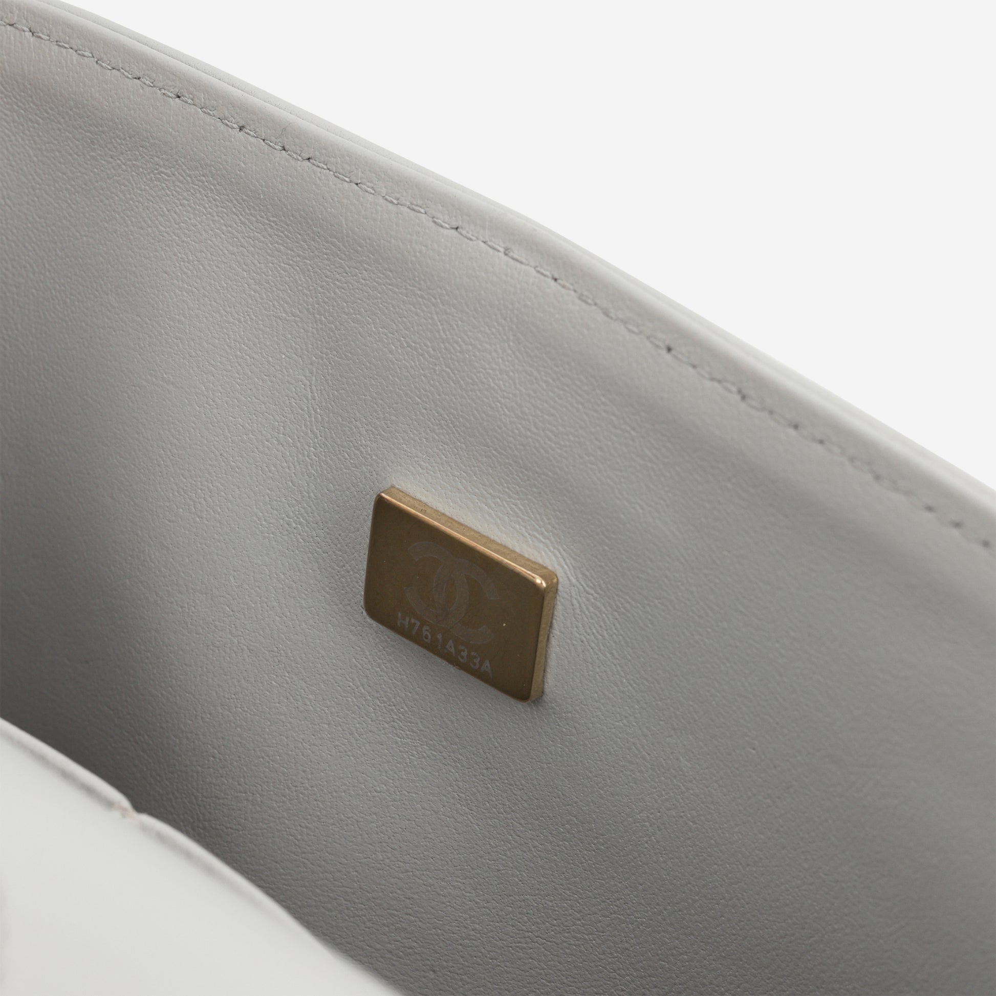 Chanel Medium Classic Flap - Light Grey Lambskin | Champagne Gold Hardware - Bagista