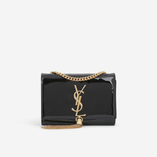Mini Kate Tassel - Black Patent | Gold Hardware - Bagista