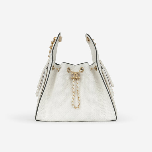 Chanel Small 25 Hobo - White Braided Raffia | Gold Hardware