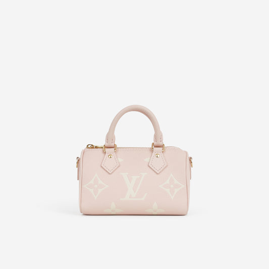 Louis Vuitton Nano Speedy Bandouliere - Rose / White Quartz Empreinte | Gold Hardware - Bagista