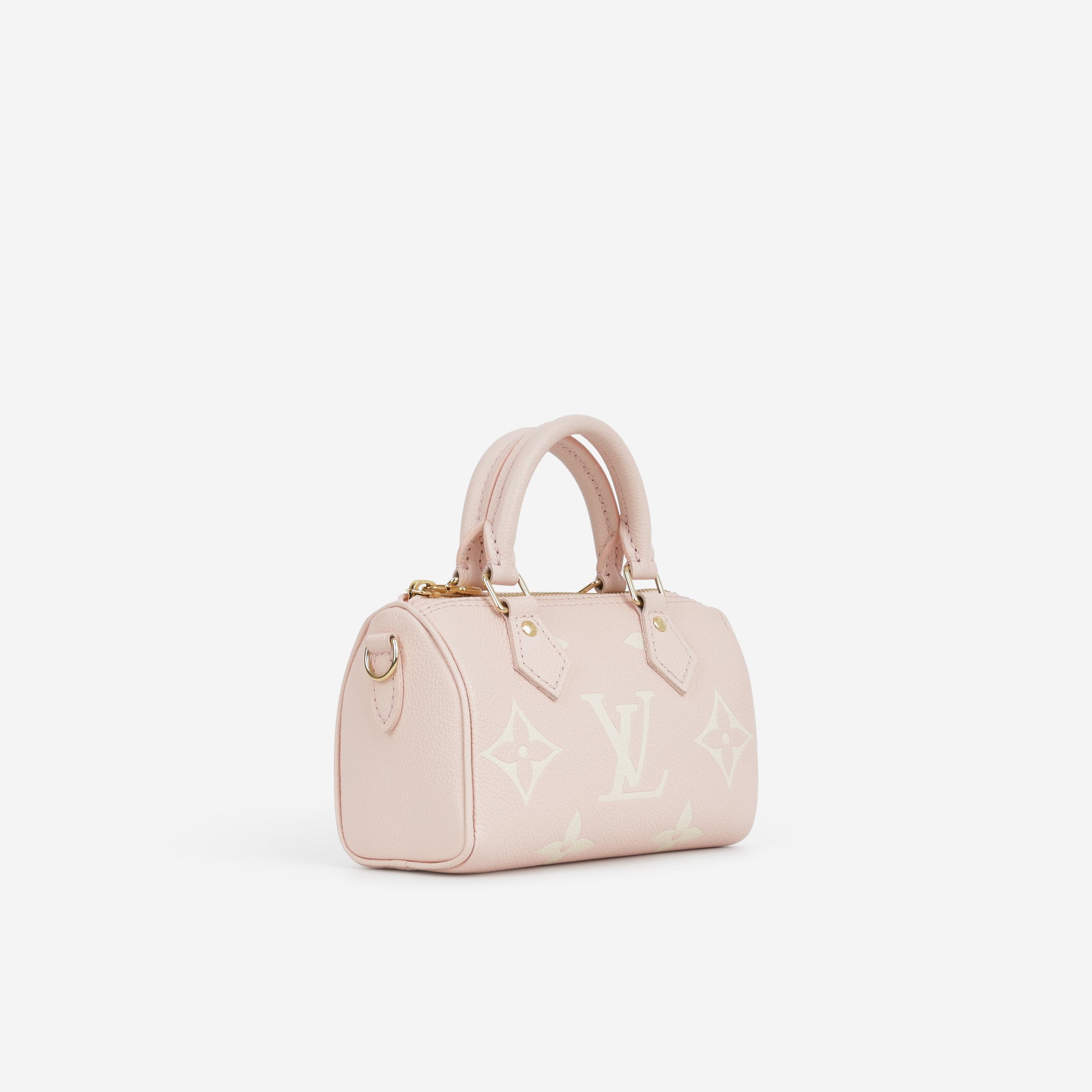 Louis Vuitton Nano Speedy Bandouliere - Rose / White Quartz Empreinte | Gold Hardware - Bagista