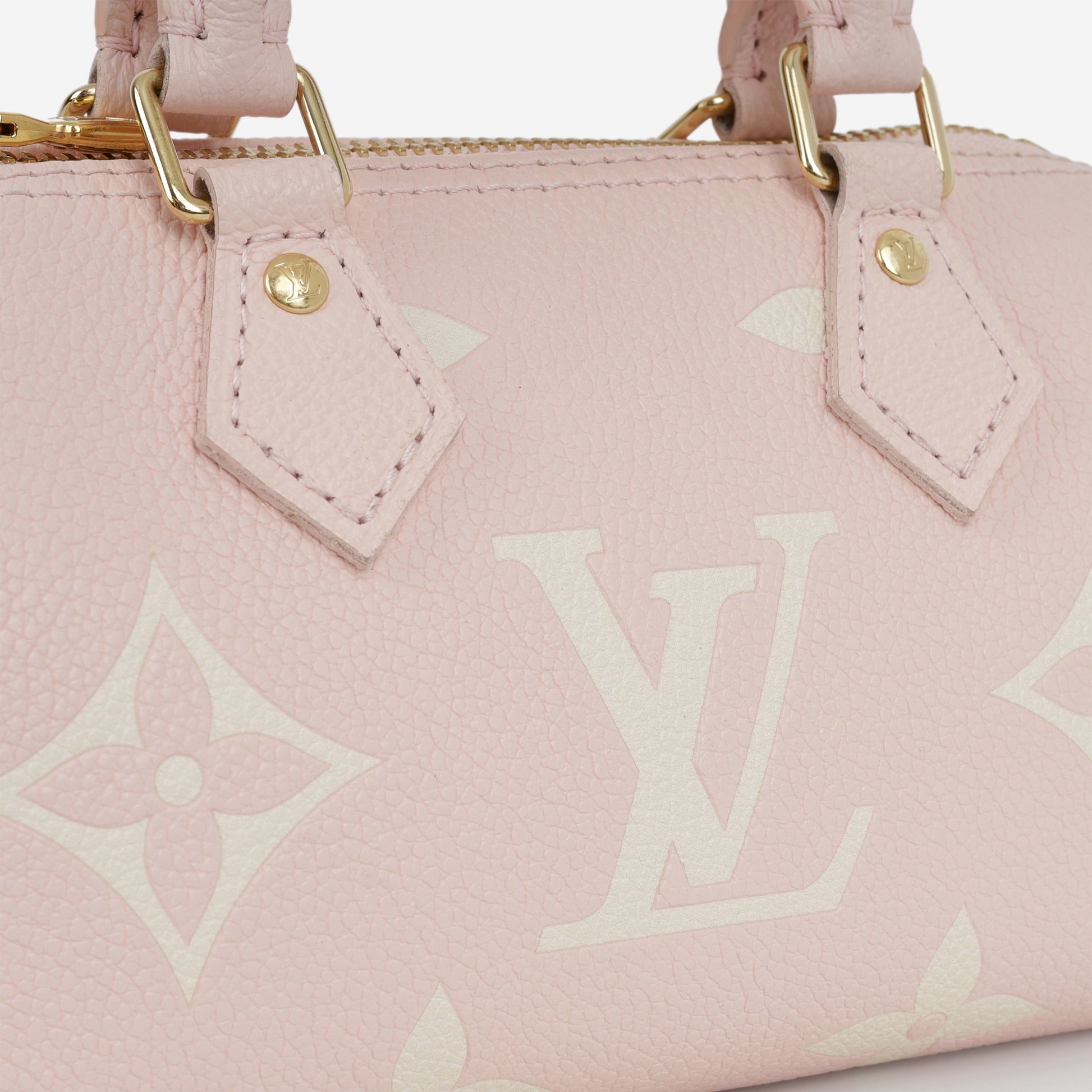 Louis Vuitton Nano Speedy Bandouliere - Rose / White Quartz Empreinte | Gold Hardware - Bagista