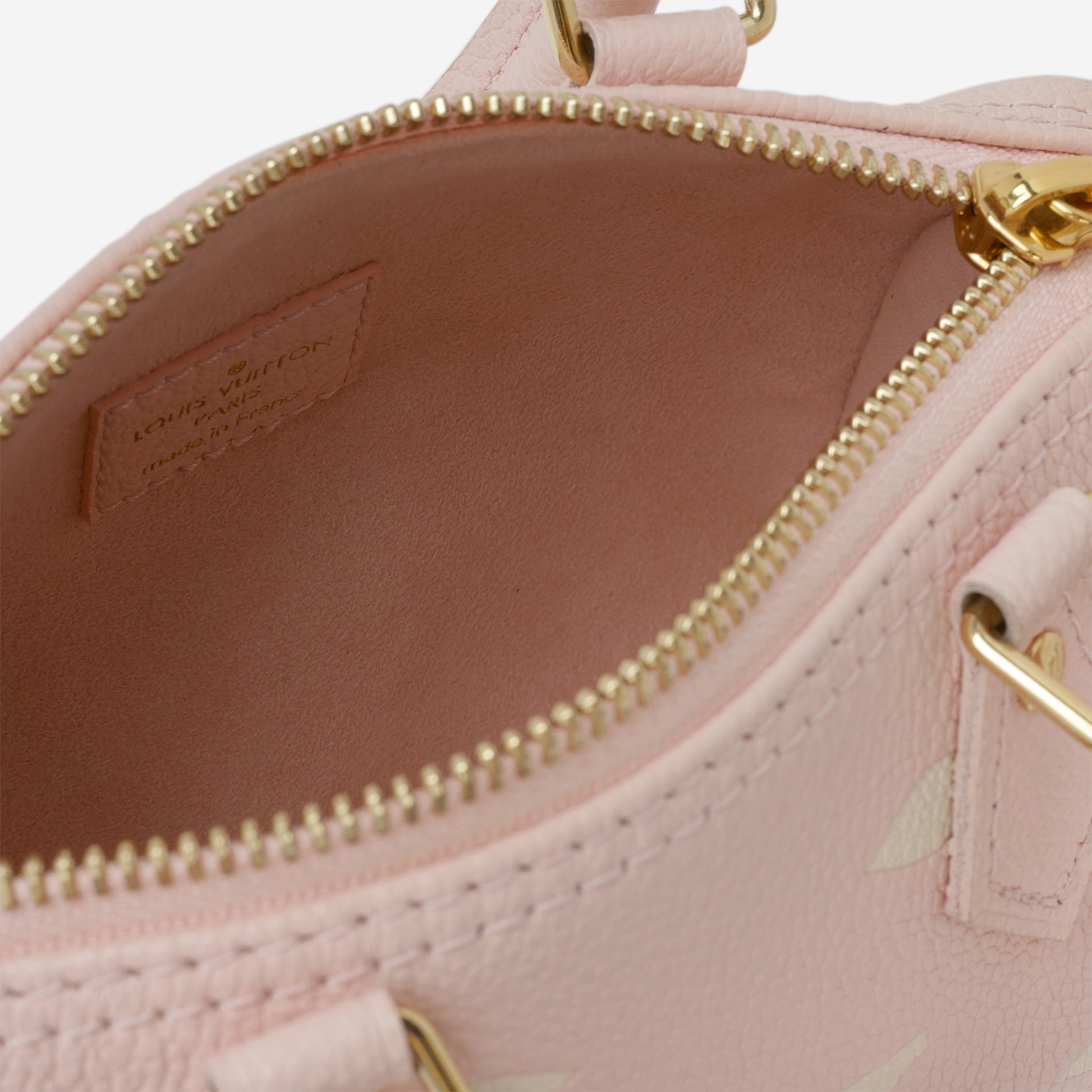 Louis Vuitton Nano Speedy Bandouliere - Rose / White Quartz Empreinte | Gold Hardware - Bagista