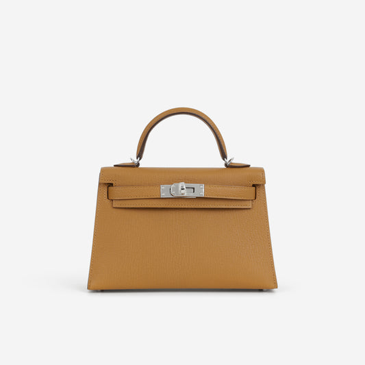 Hermès Verso Mini Kelly - Caramel Chevre / Cacao Interior | Palladium Hardware - Bagista