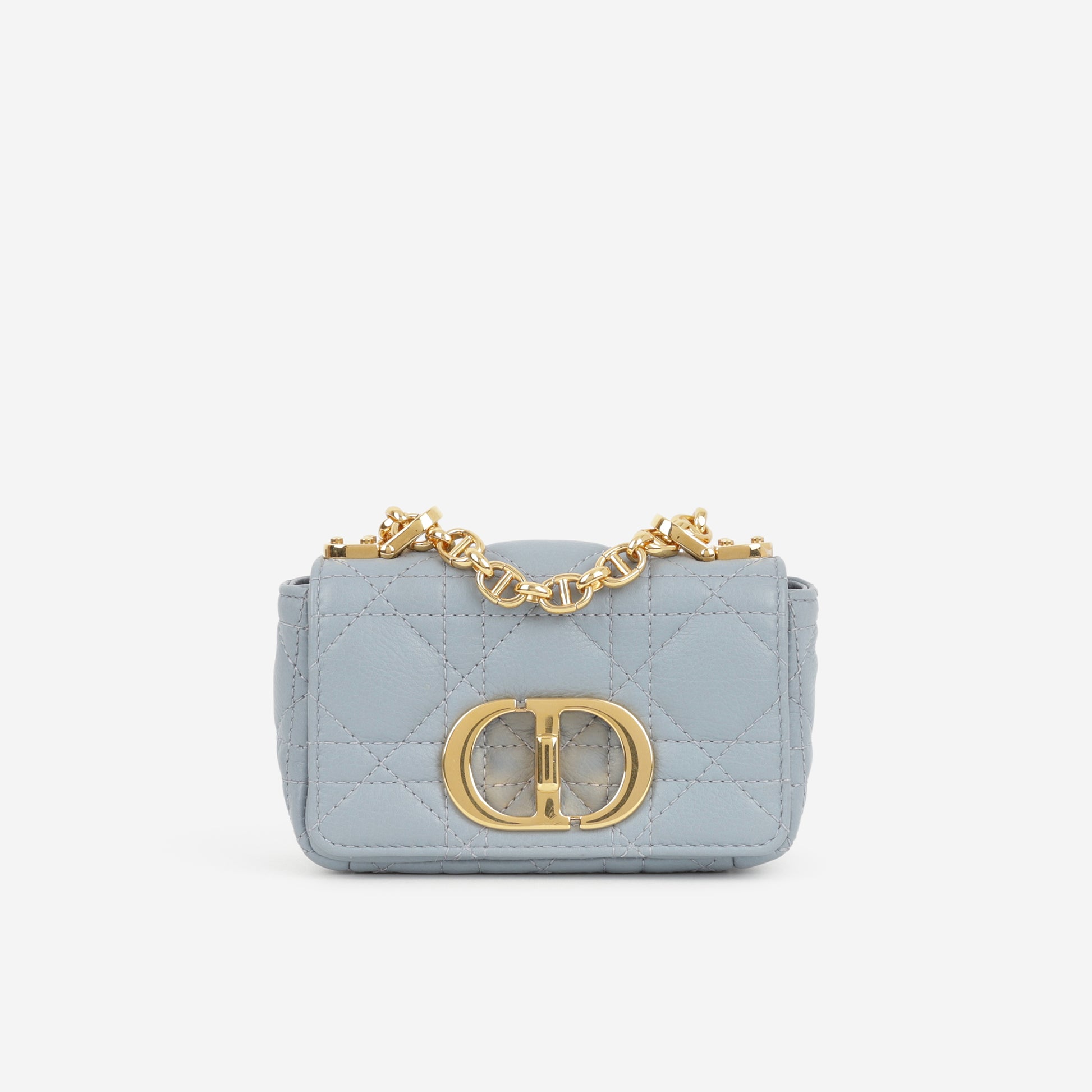 Dior Micro Caro Bag - Stone Grey Calfskin | Gold Hardware - Bagista