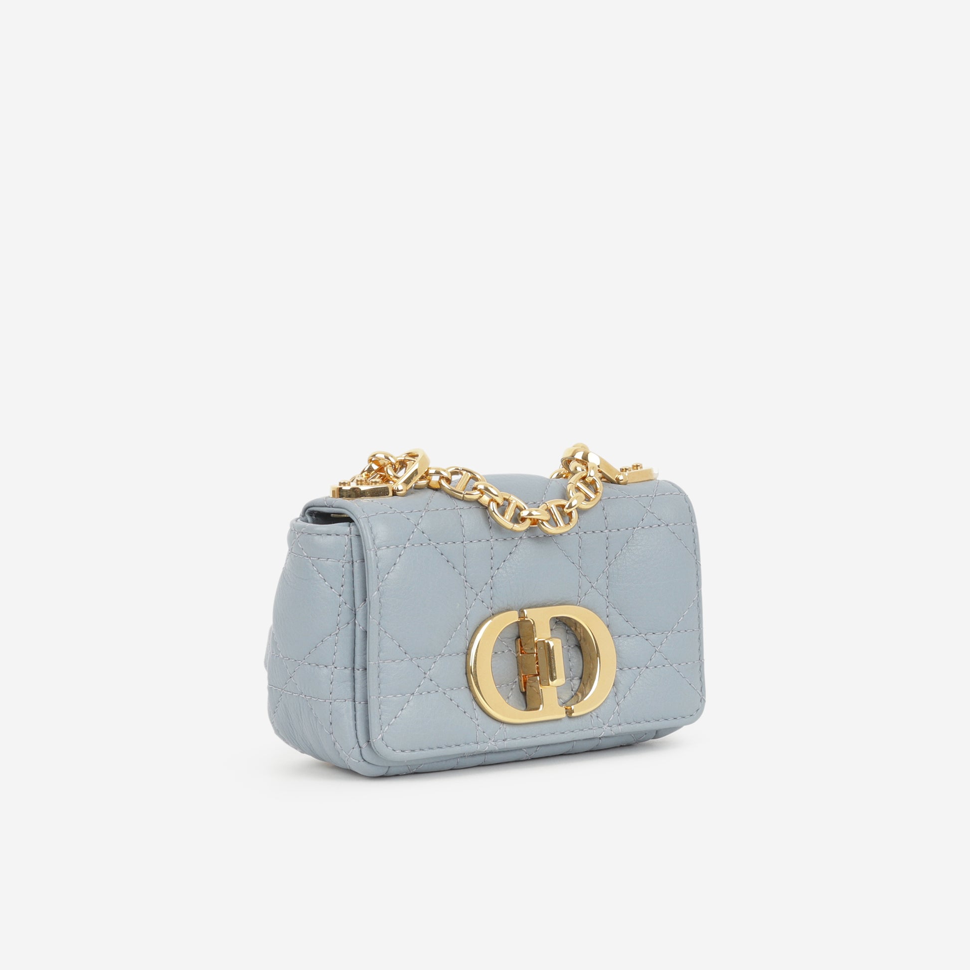 Dior Micro Caro Bag - Stone Grey Calfskin | Gold Hardware - Bagista