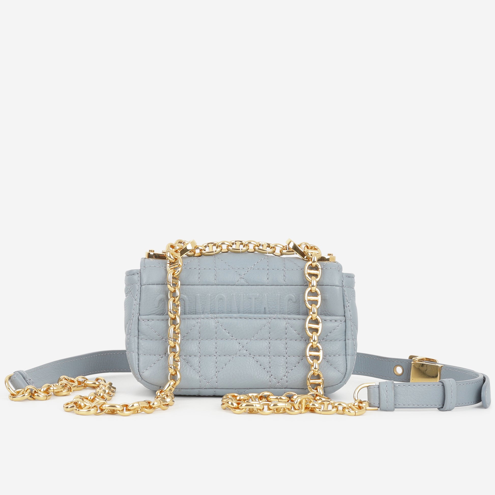 Dior Micro Caro Bag - Stone Grey Calfskin | Gold Hardware - Bagista