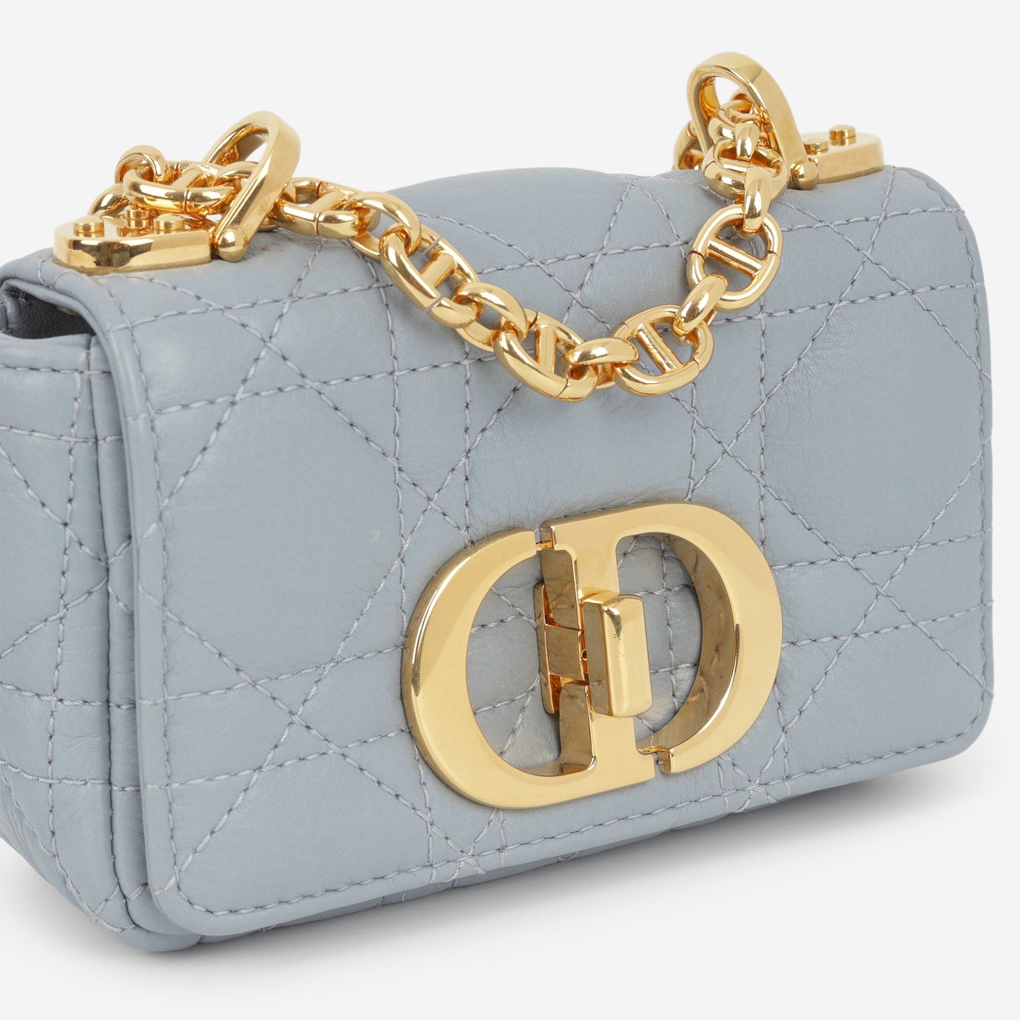 Dior Micro Caro Bag - Stone Grey Calfskin | Gold Hardware - Bagista