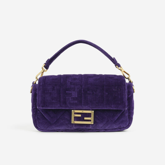 Fendi Medium Baguette - Purple Velvet | Gold Hardware - Bagista