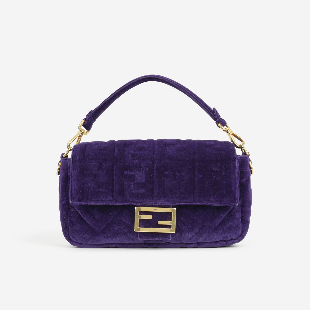 Fendi Medium Baguette - Purple Velvet | Gold Hardware