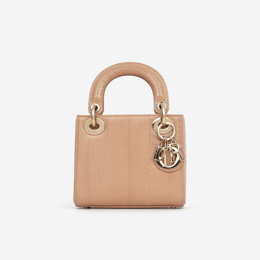 Dior Mini Lady Dior - Nude Snakeskin | Champagne Gold Hardware