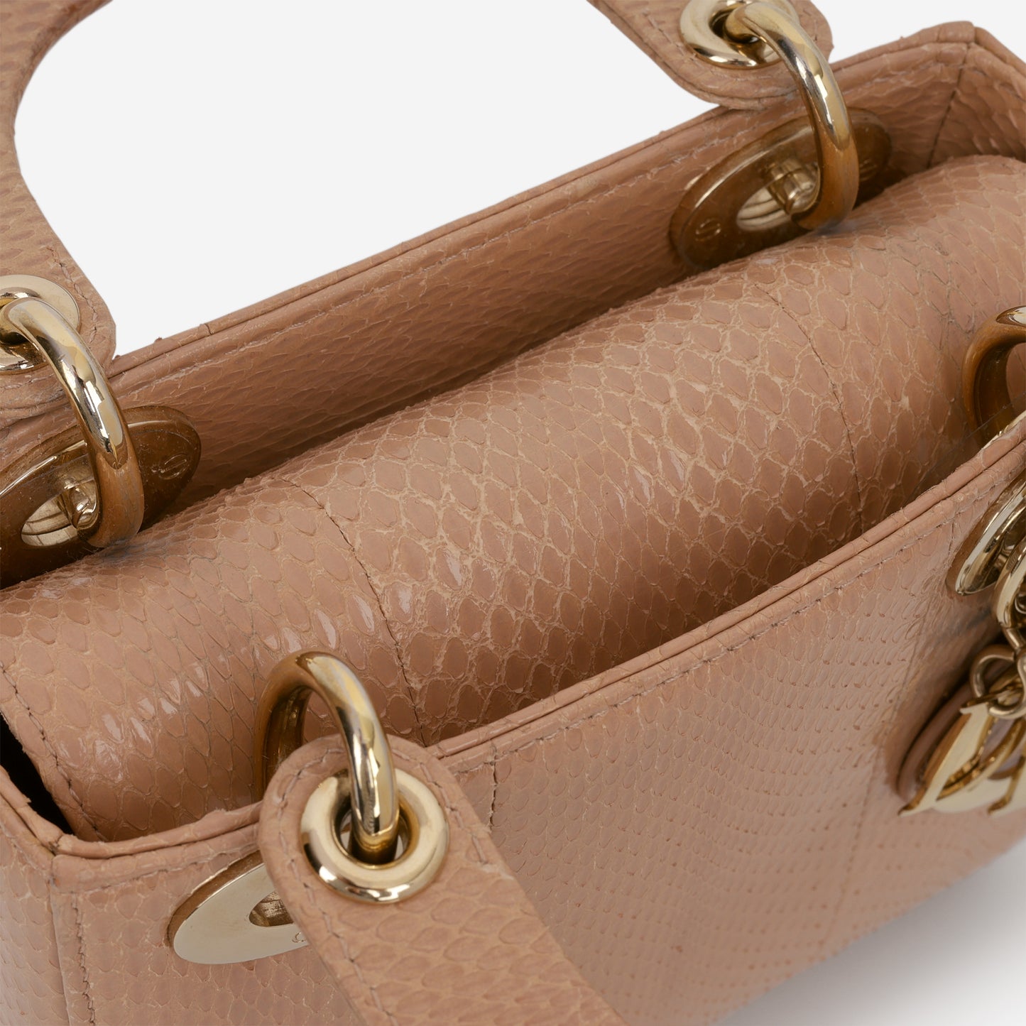 Dior Mini Lady Dior - Nude Snakeskin | Champagne Gold Hardware