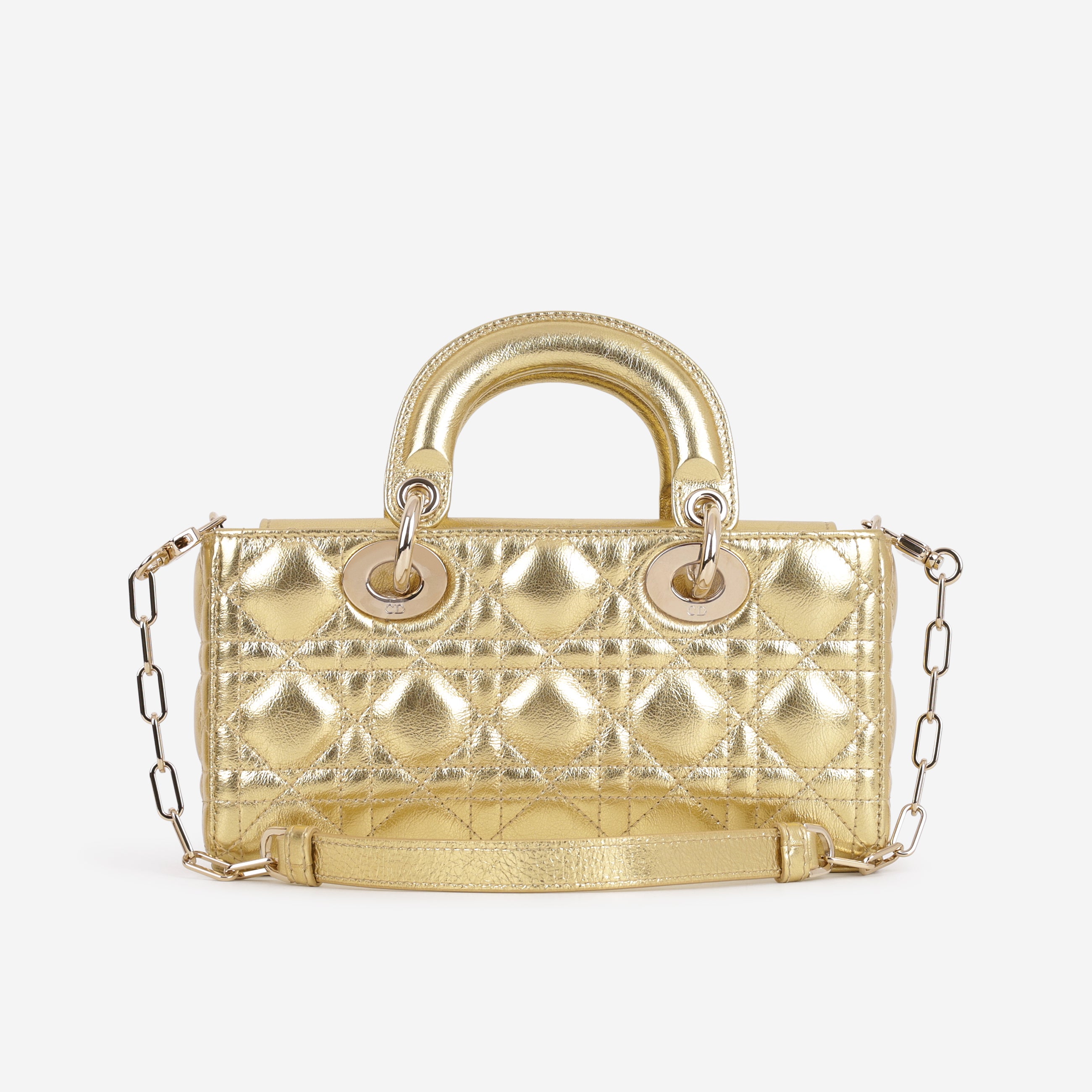 Dior Small Lady D-Joy - Gold Metallic Lambskin Cannage | Champagne