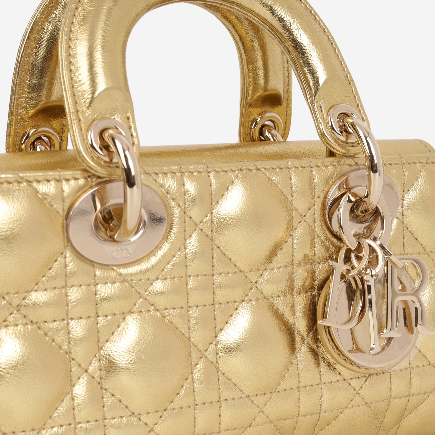 Dior Small Lady D-Joy - Gold Metallic Lambskin Cannage | Champagne Gold Hardware