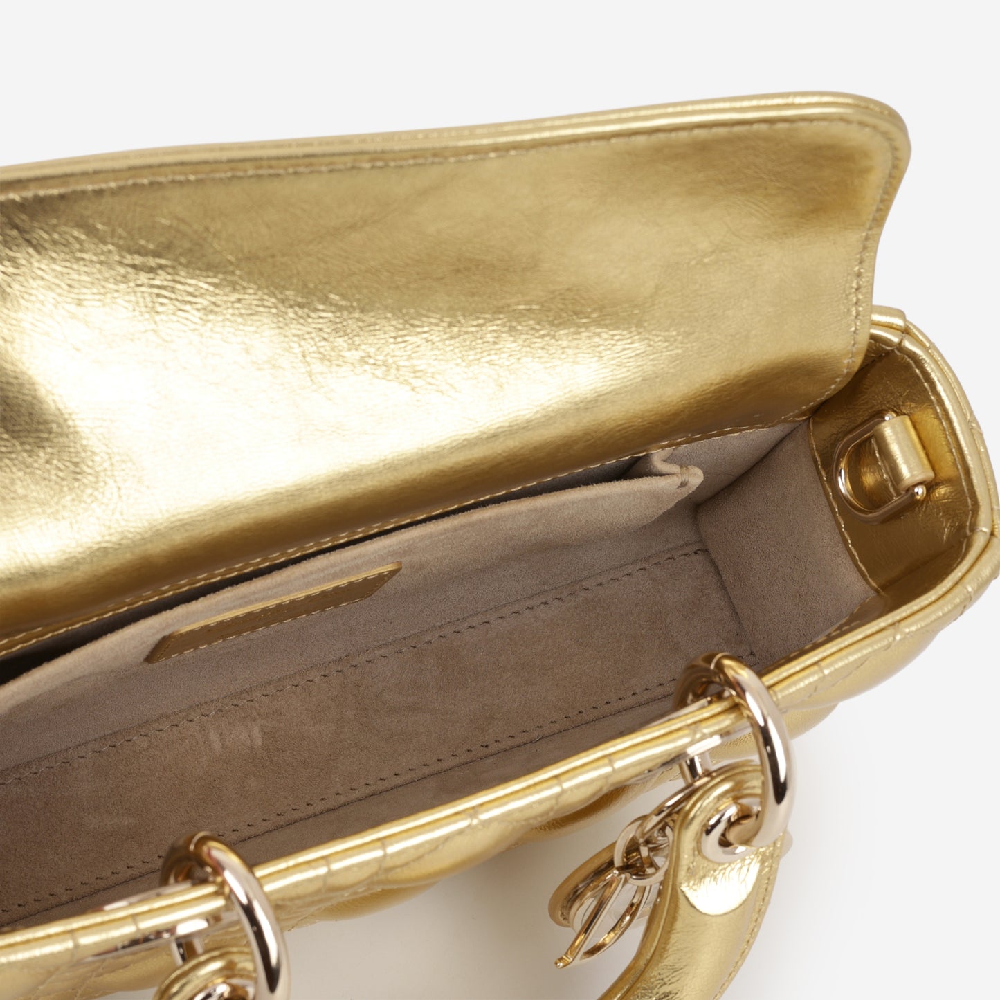 Dior Small Lady D-Joy - Gold Metallic Lambskin Cannage | Champagne Gold Hardware