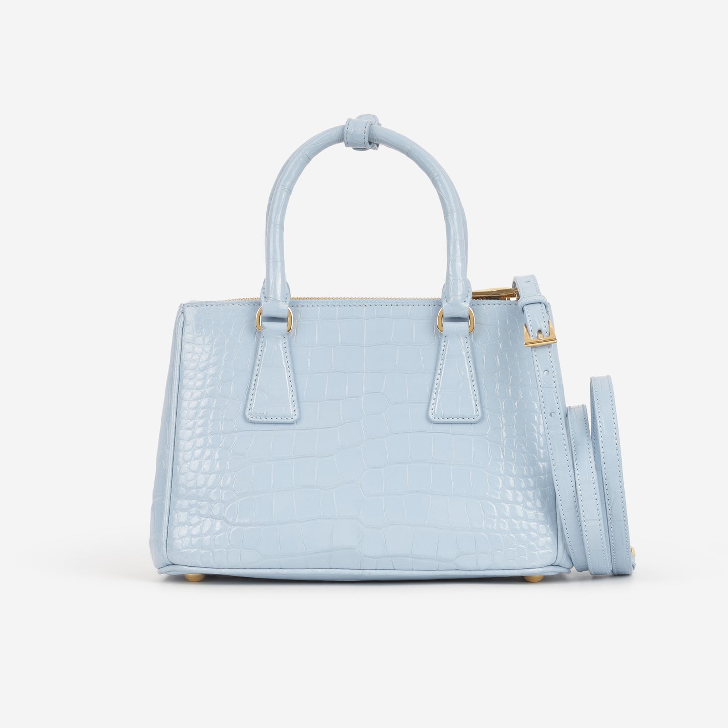 Prada Small Galleria - Light Blue Crocodile | Gold Hardware - Bagista
