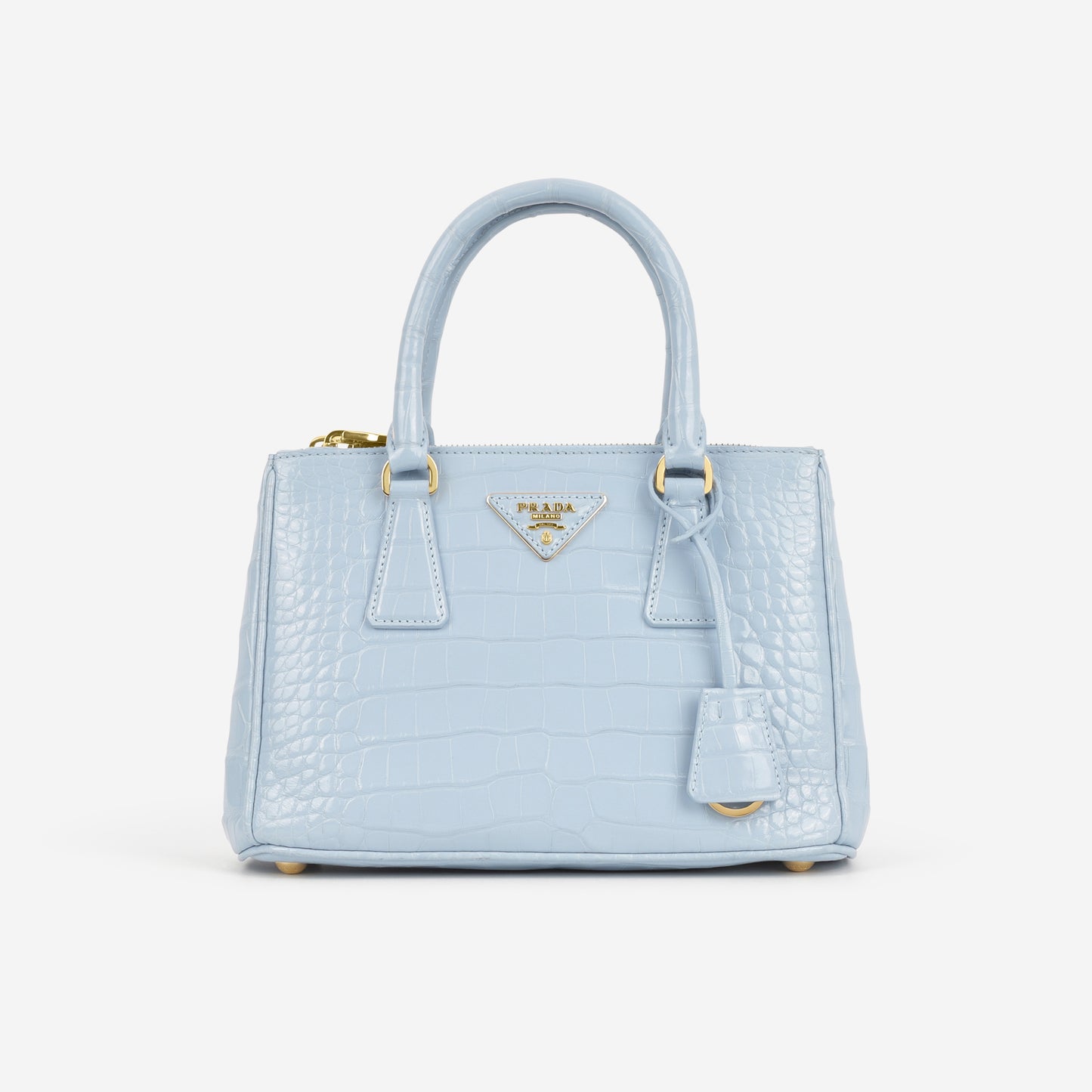 Prada Small Galleria - Light Blue Crocodile | Gold Hardware - Bagista