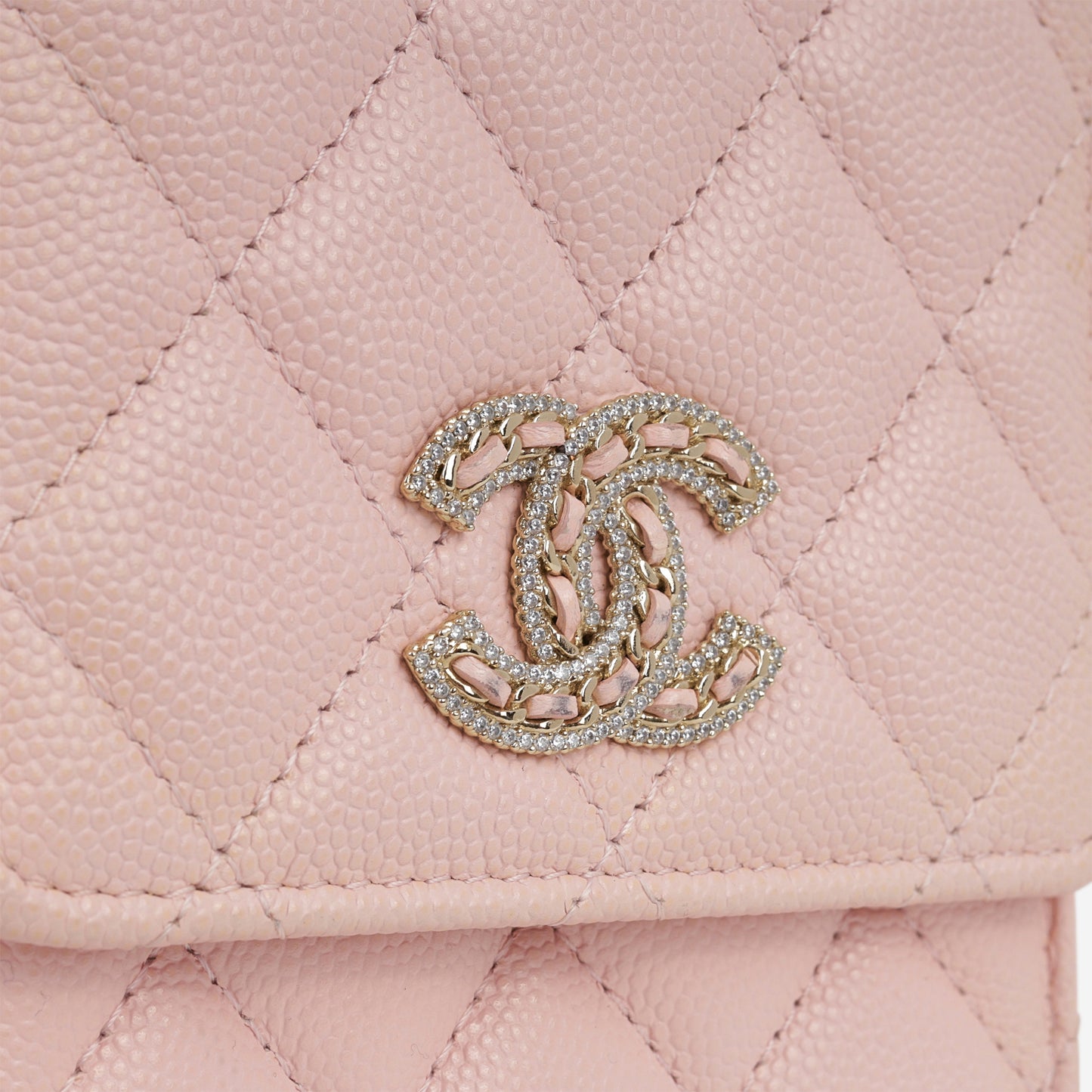 Chanel Phone Holder & Airpod Case - Pale Pink Caviar | Champagne Gold Hardware