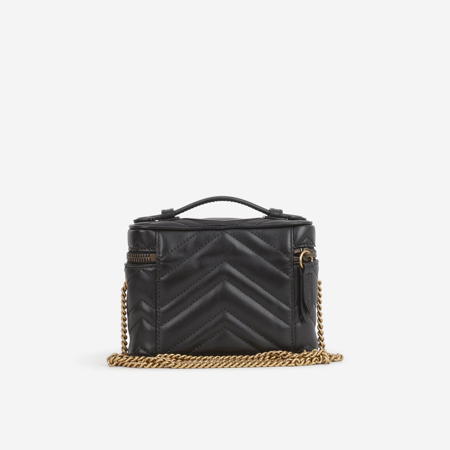 Gucci GG Mini Marmont Vanity Case - Black Matelasse Calfskin | Gold Hardware