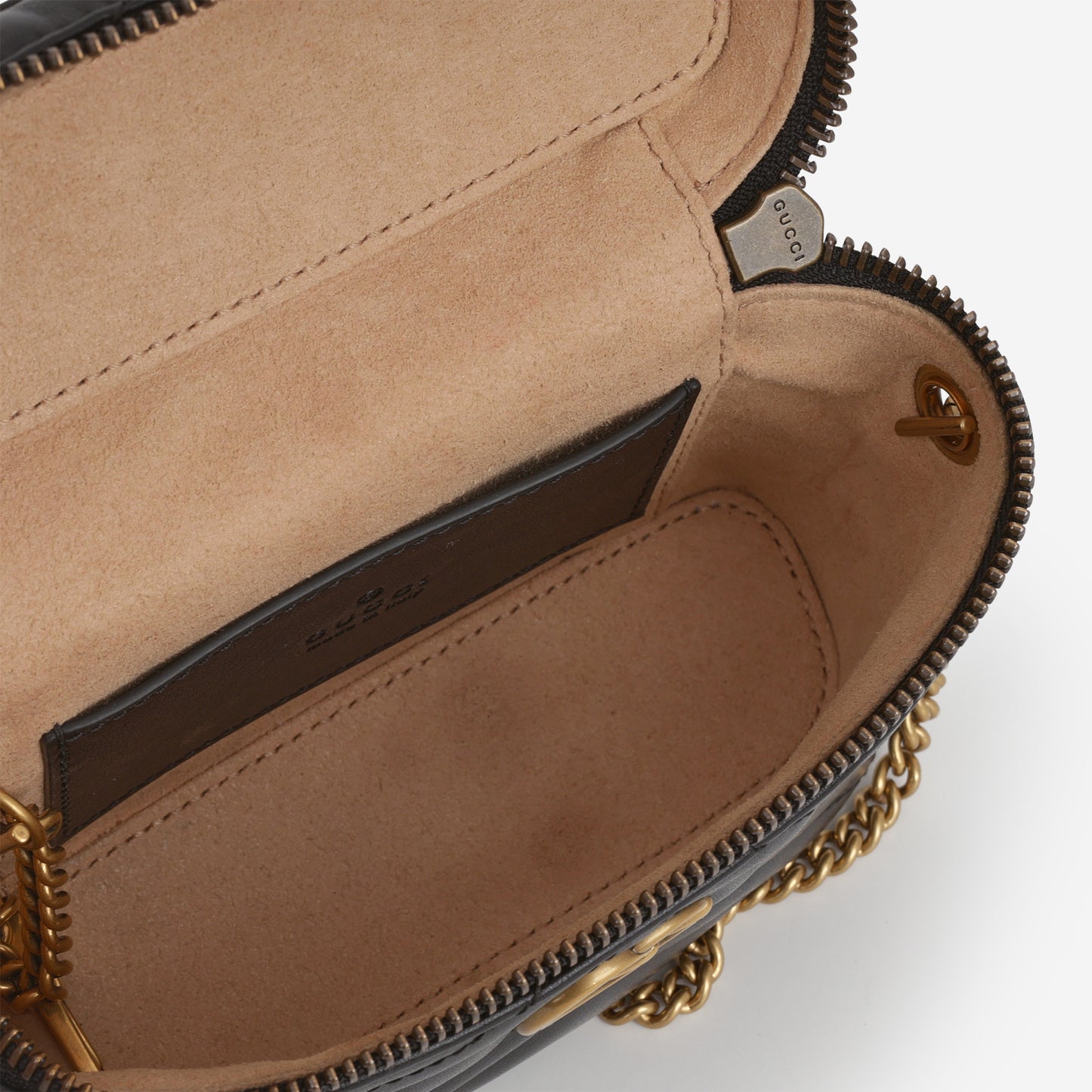 Gucci GG Mini Marmont Vanity Case - Black Matelasse Calfskin | Gold Hardware
