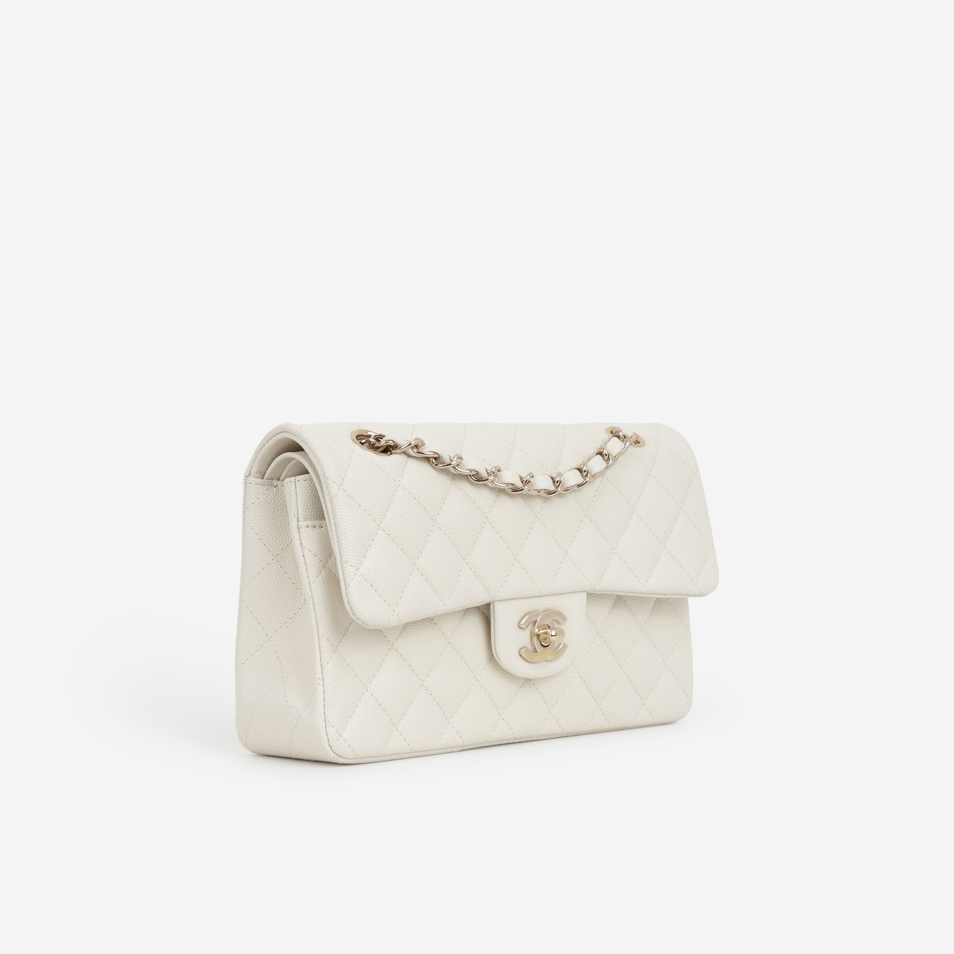 Chanel Small Classic Flap - Ivory Caviar | Champagne Gold Hardware - Bagista
