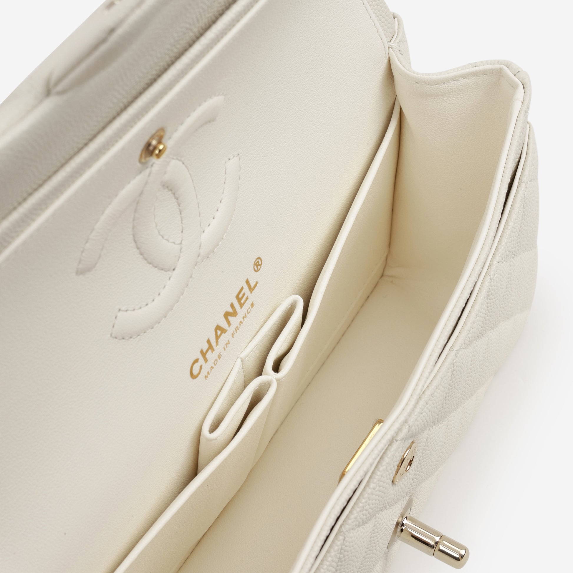 Chanel Small Classic Flap - Ivory Caviar | Champagne Gold Hardware - Bagista