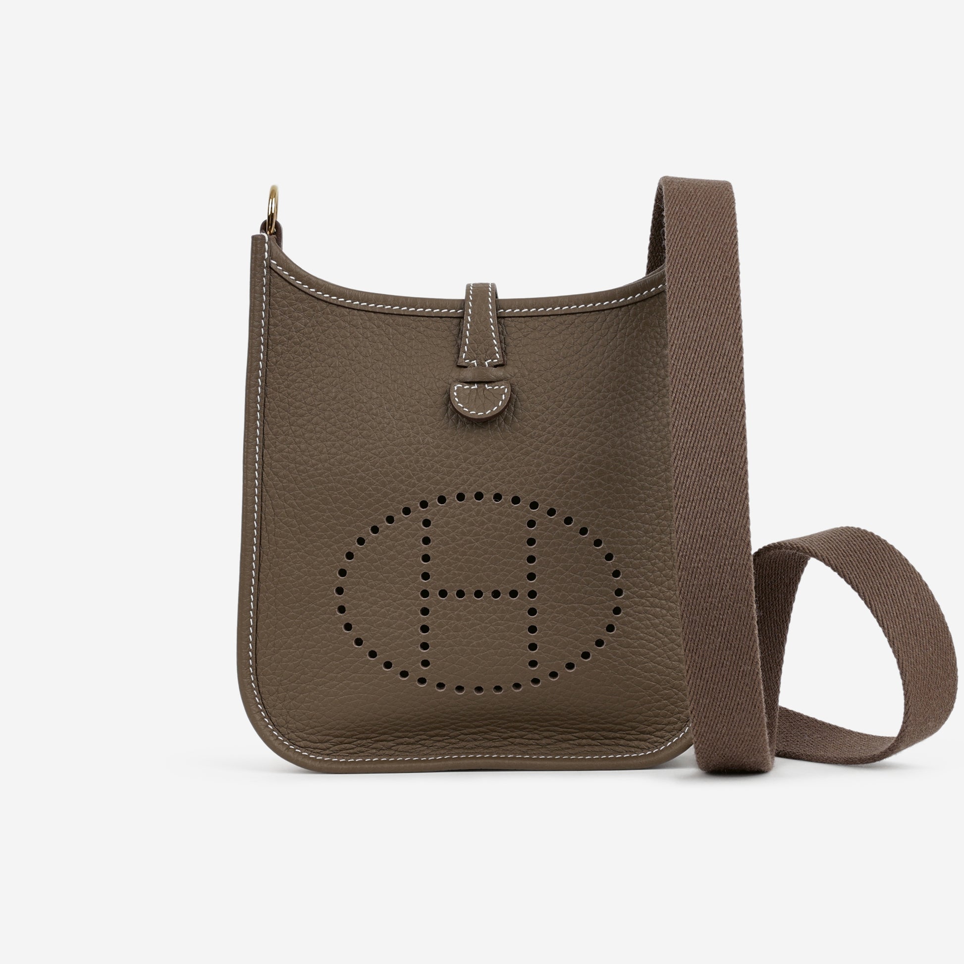 Hermès Mini Evelyne 16 - Etoupe Clemence / Etoupe Strap | Gold Hardware - Bagista