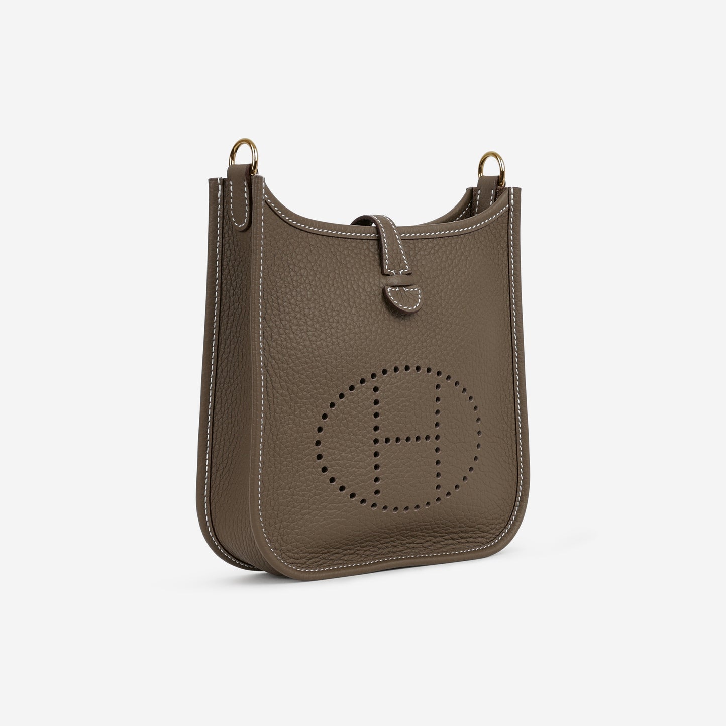 Hermès Mini Evelyne 16 - Etoupe Clemence / Etoupe Strap | Gold Hardware - Bagista