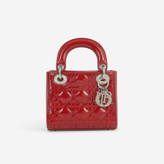 Dior Mini Lady Dior - Cherry Red Patent | Silver Hardware