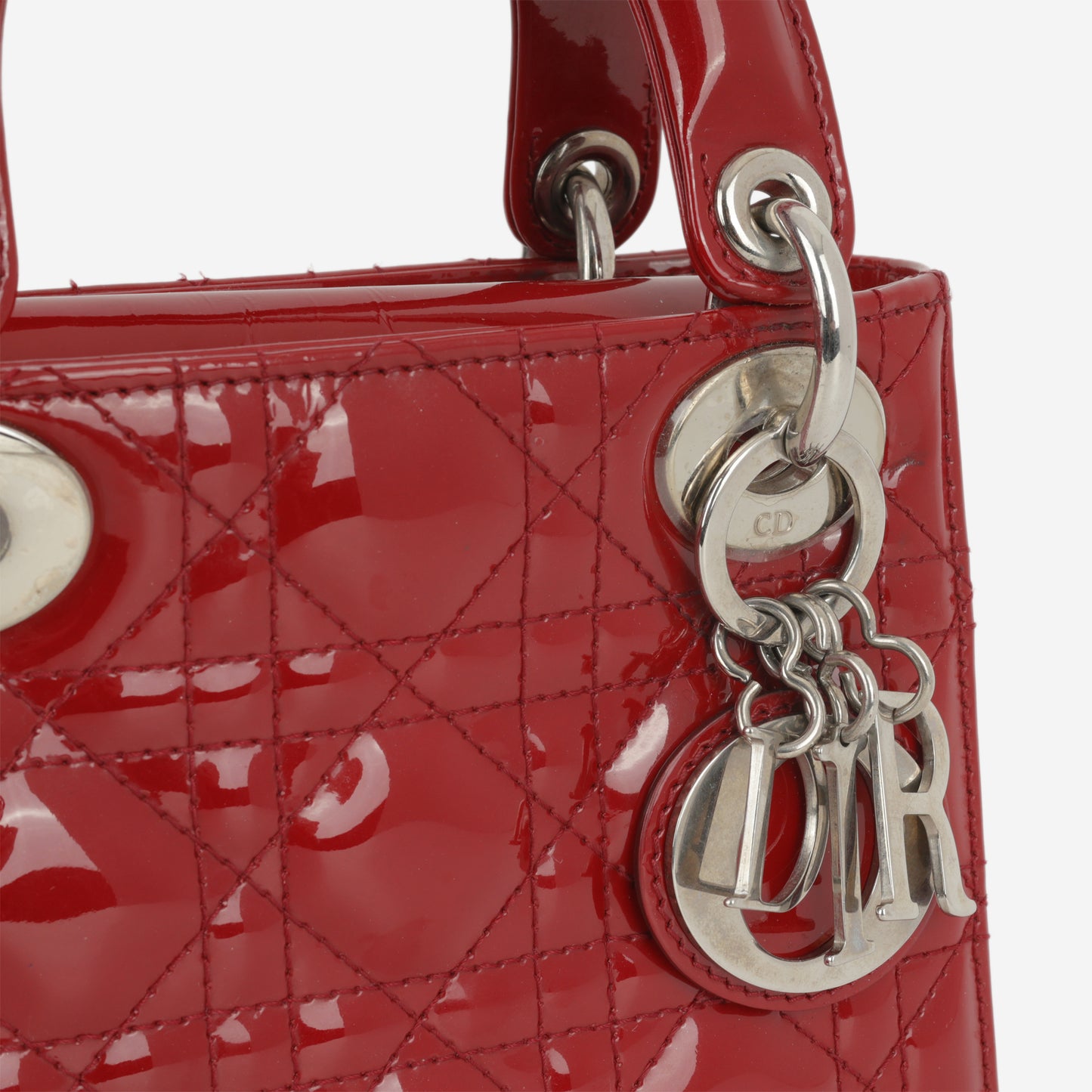 Dior Mini Lady Dior - Cherry Red Patent | Silver Hardware