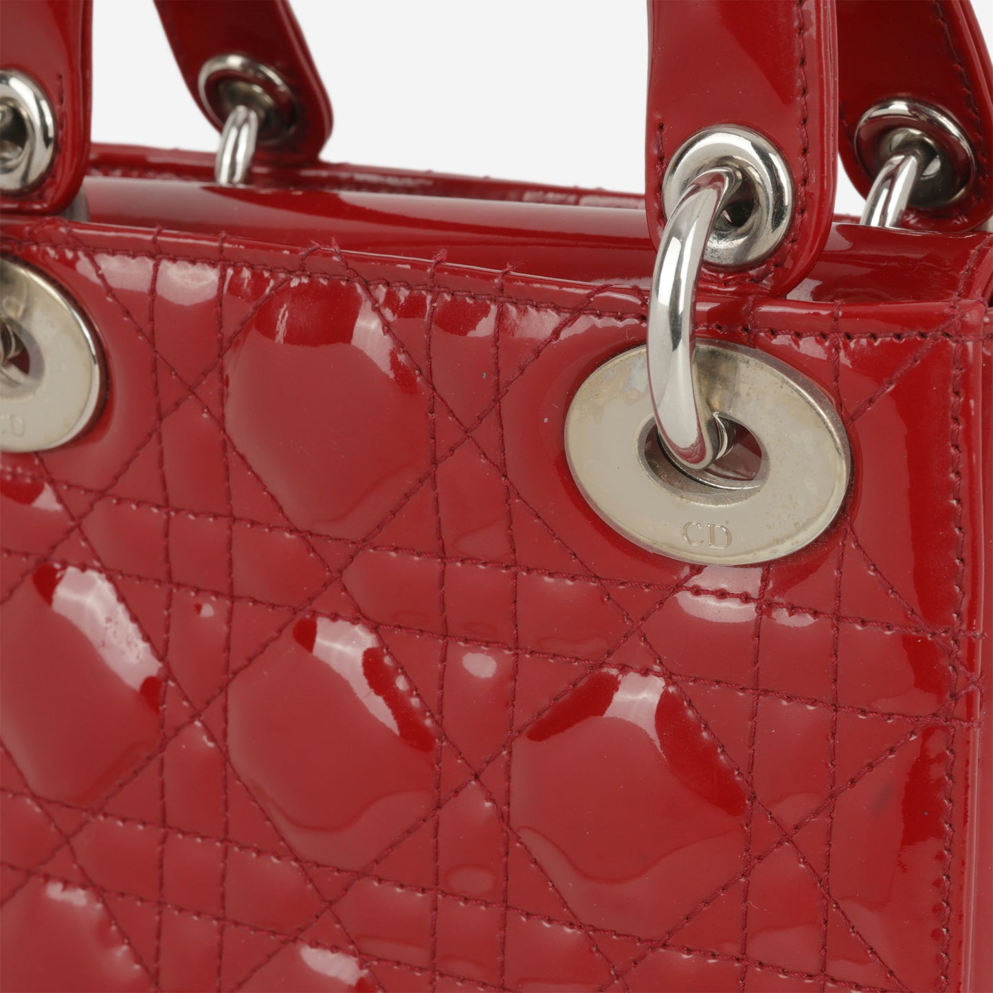 Dior Mini Lady Dior - Cherry Red Patent | Silver Hardware