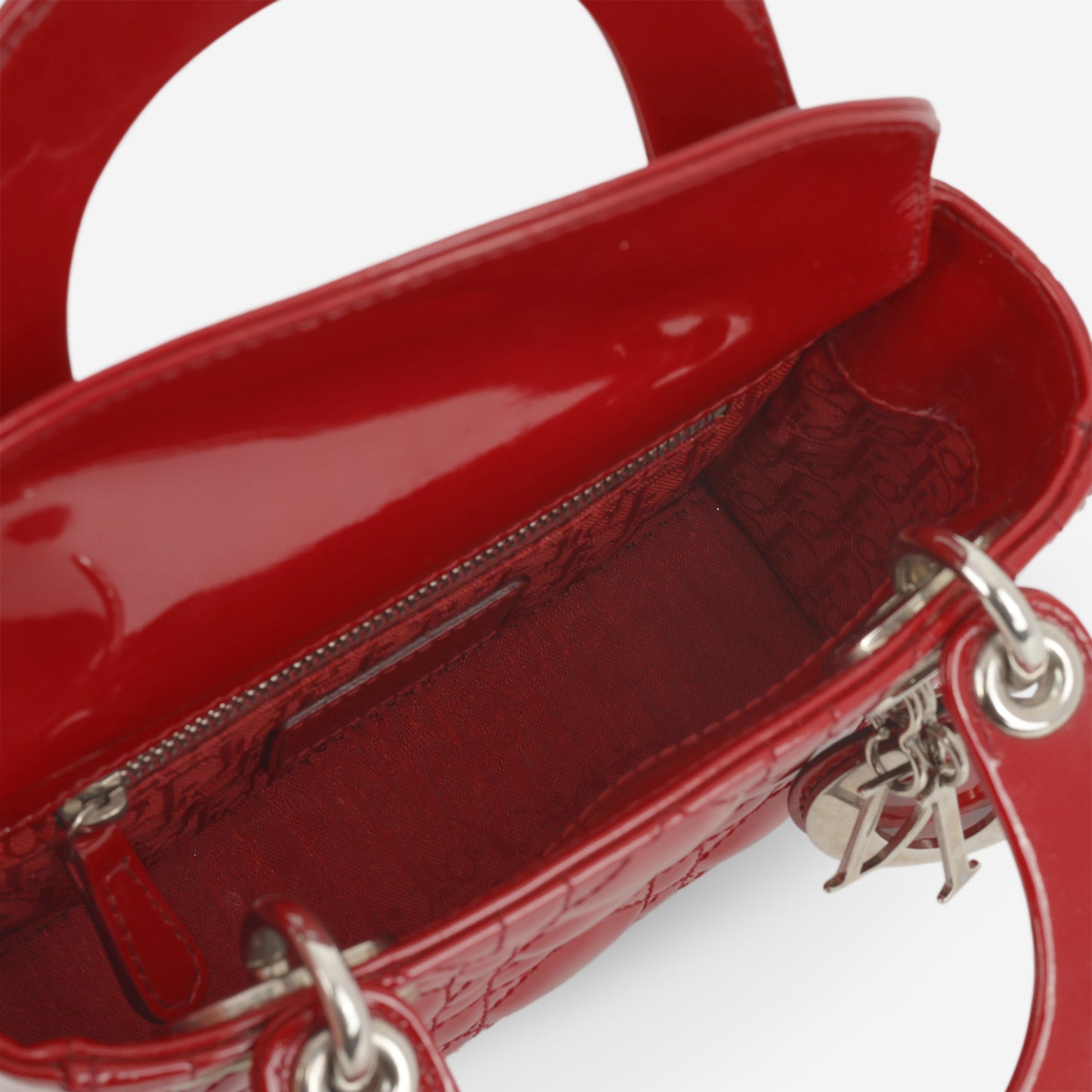 Dior Mini Lady Dior - Cherry Red Patent | Silver Hardware