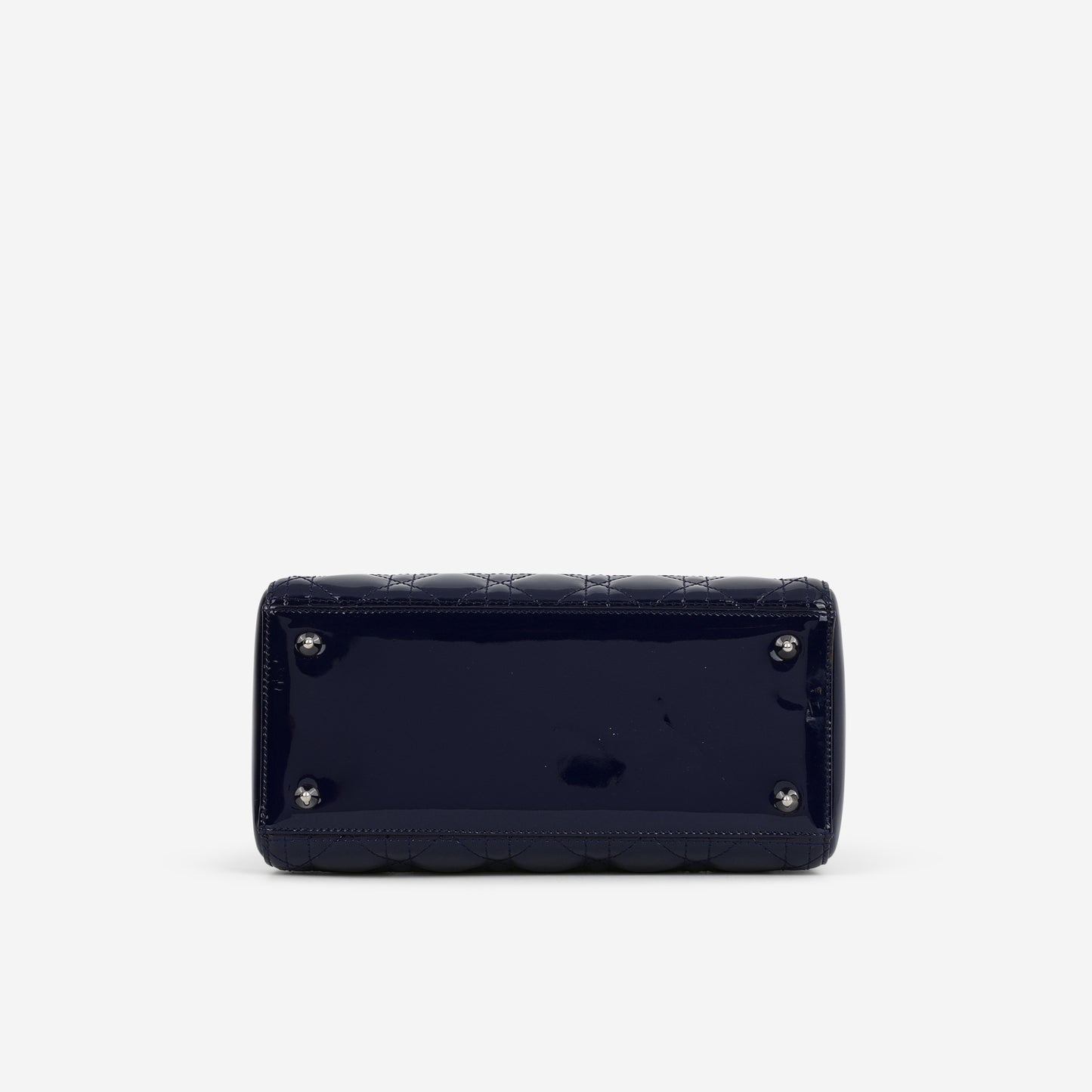 Medium Lady Dior - Navy Patent Calfskin | Silver Hardware
