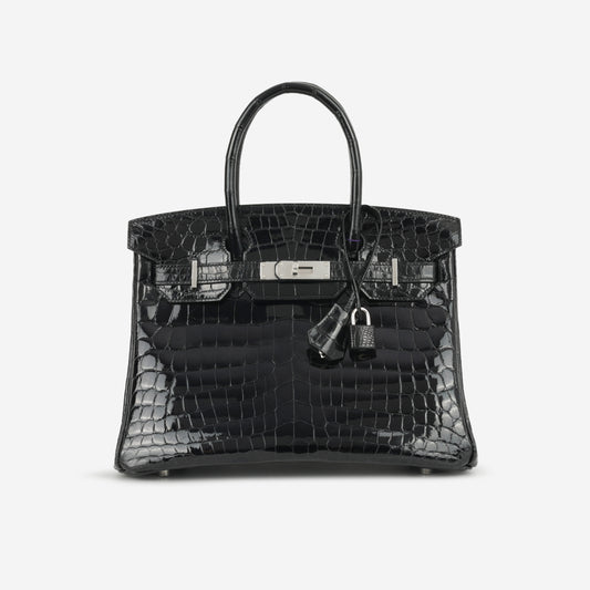 Hermès Birkin 30 - Black Crocodile Niloticus | Palladium Hardware - Bagista