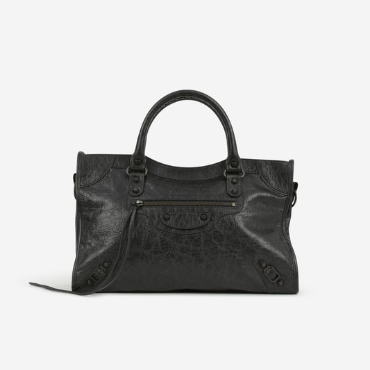Balenciaga Medium Le City Bag - Black Crumpled Lambskin | Black Hardware
