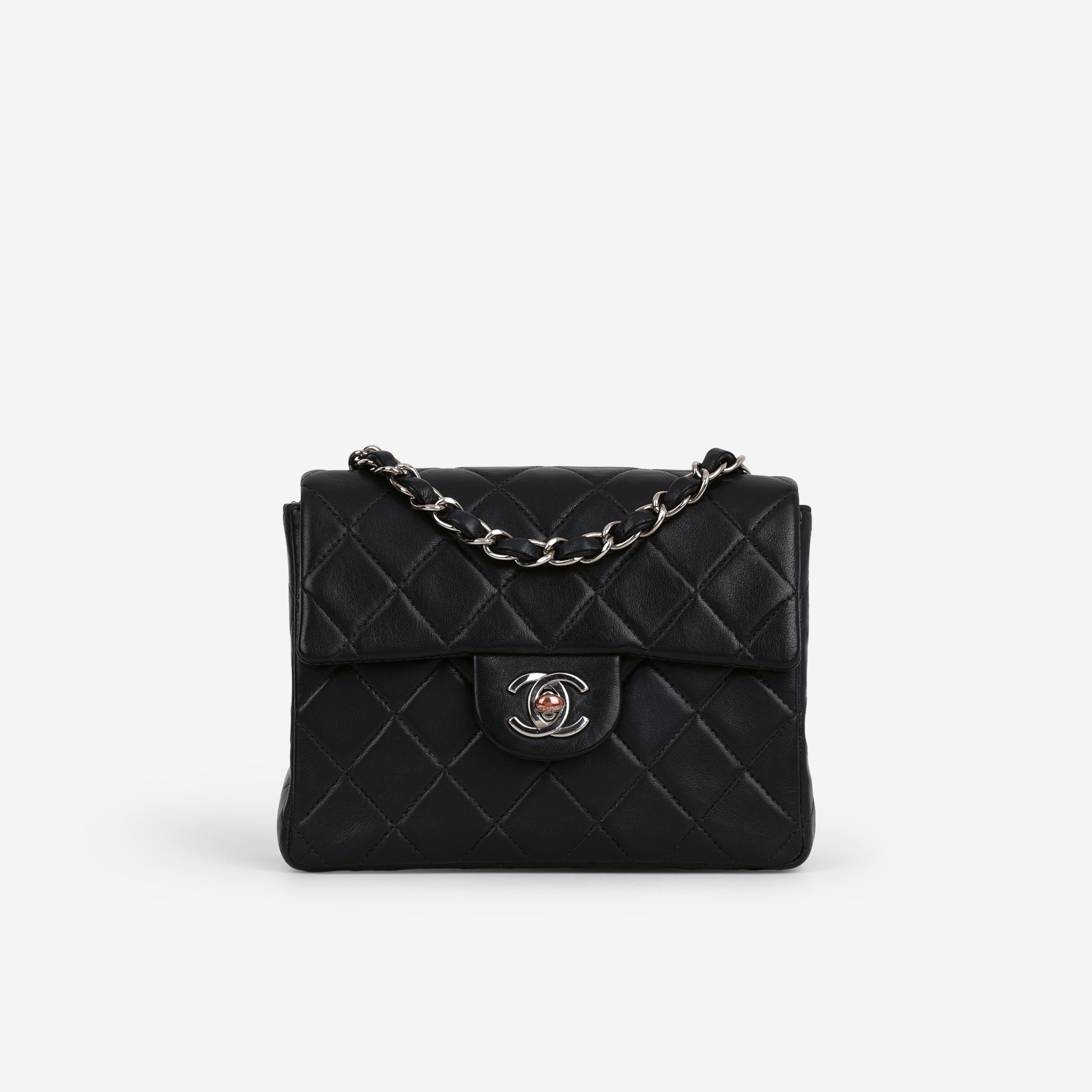 Chanel Vintage Mini Square Flap - Navy Lambskin | Silver Hardware
