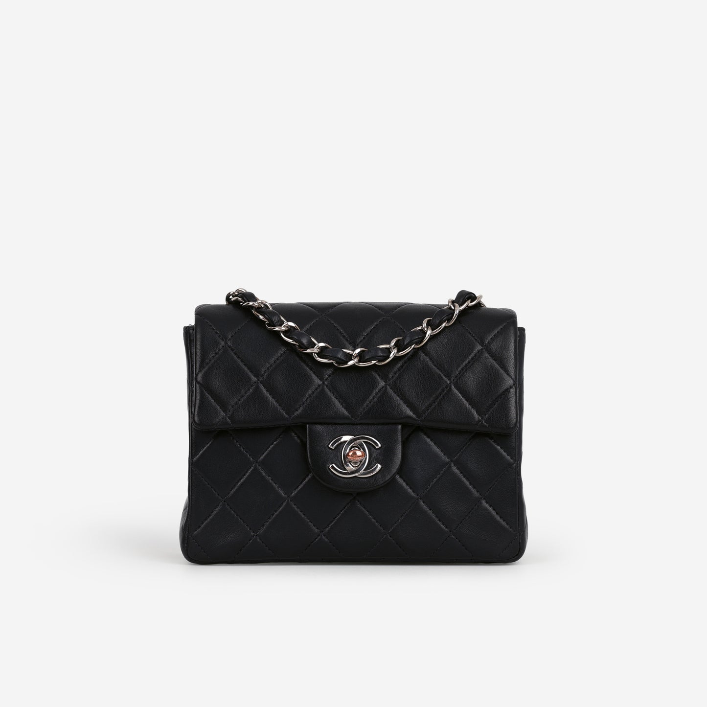 Chanel Vintage Mini Square Flap - Black Lambskin | Silver Hardware