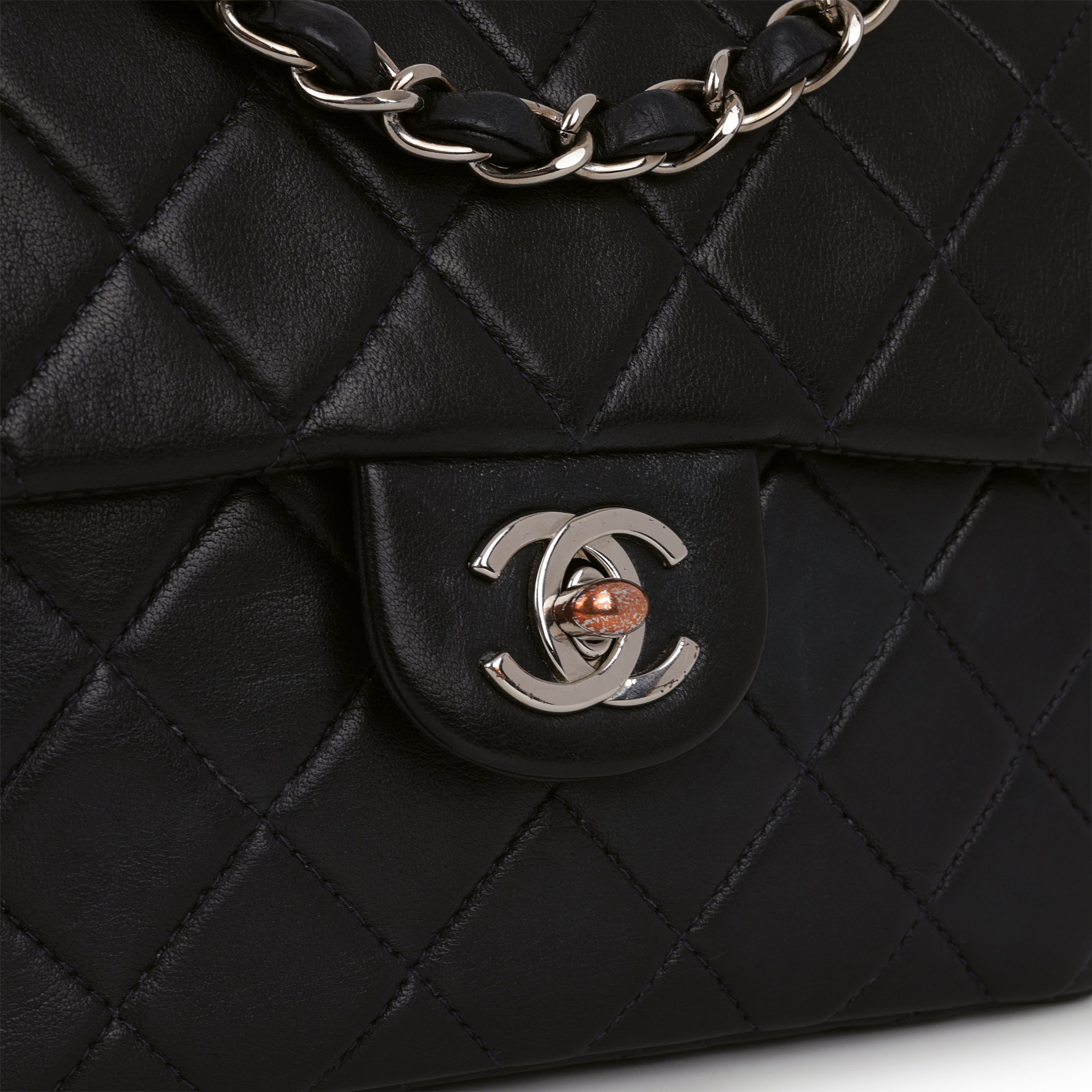 Chanel Vintage Mini Square Flap - Navy Lambskin | Silver Hardware