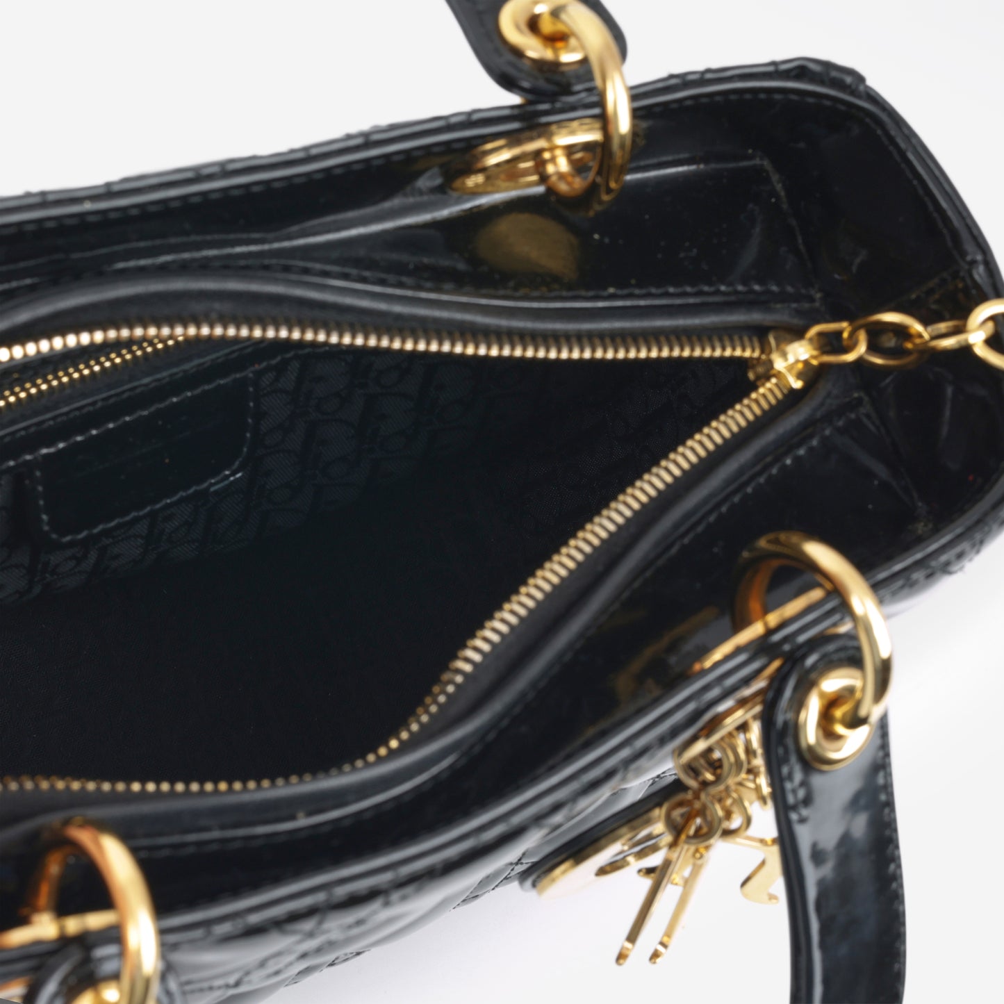 Dior Medium Lady Dior - Black Patent | Gold Hardware - Bagista