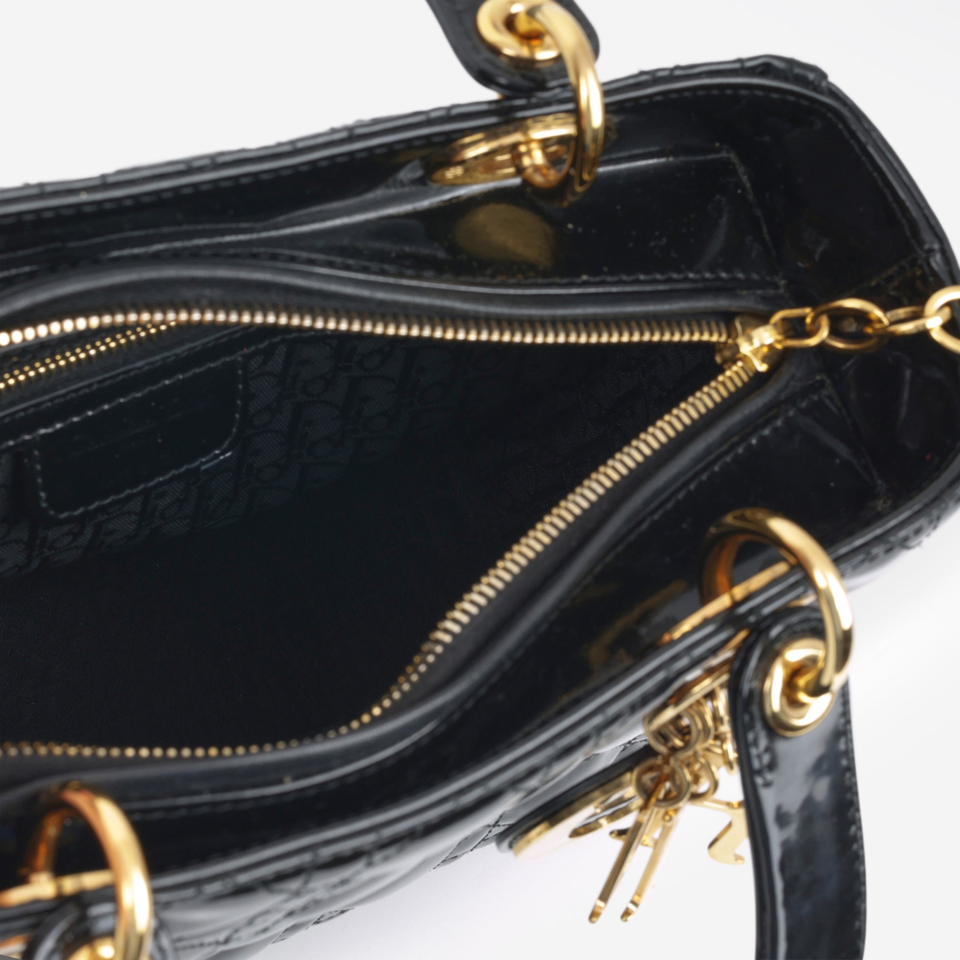 Dior Medium Lady Dior - Black Patent | Gold Hardware - Bagista