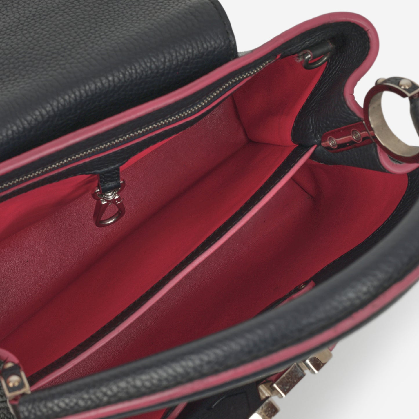 Louis Vuitton Capucines MM - Black Taurillon / Pink Trim | Silver Hardware - Bagista