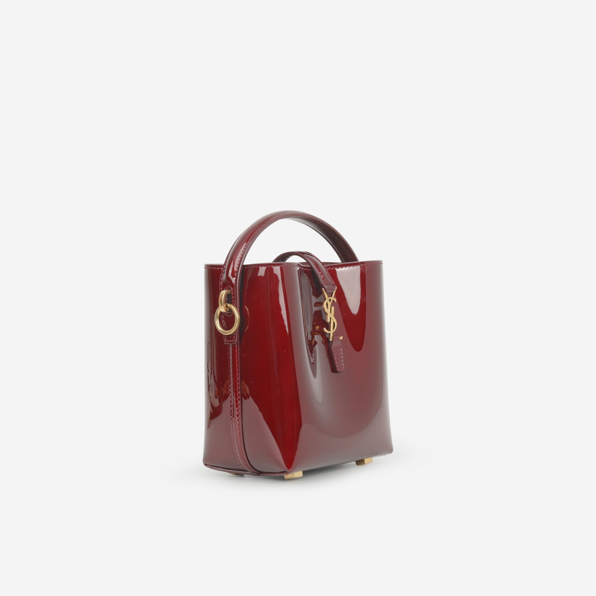 Saint Laurent Le 37 Mini Bucket - Gloss Burgundy Patent | Bronze Hardware - Bagista