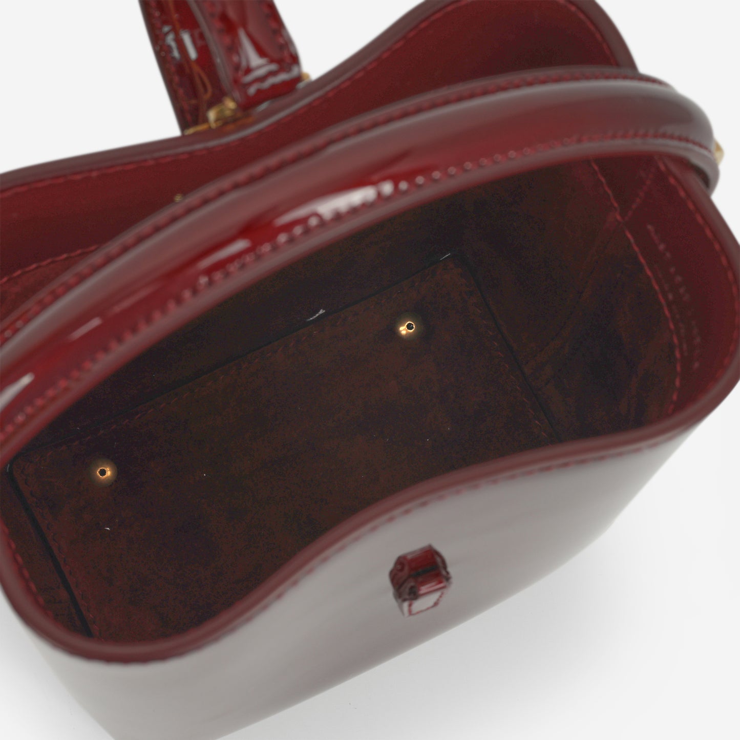 Saint Laurent Le 37 Mini Bucket - Gloss Burgundy Patent | Bronze Hardware - Bagista