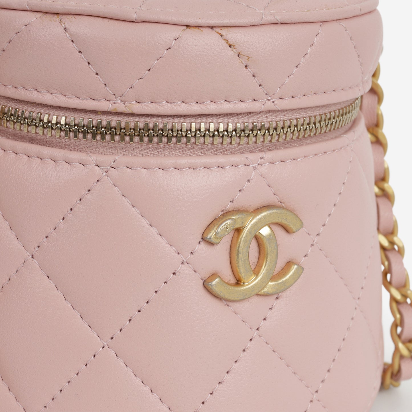 Chanel Mini Top Handle Vanity With Chain - Pink Lambskin | Aged Gold Hardware - Bagista
