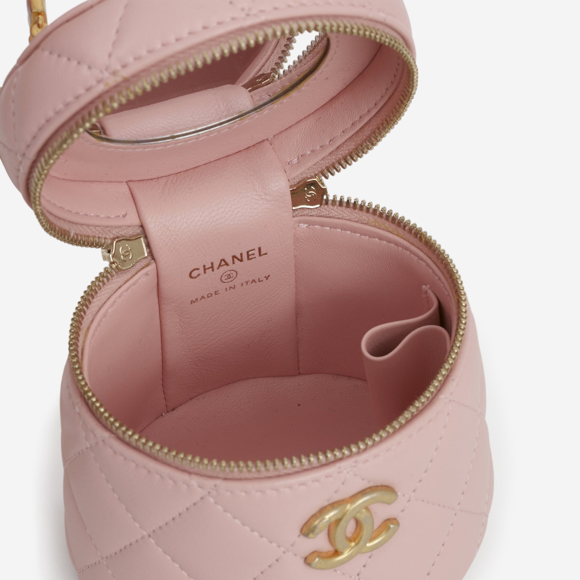 Chanel Mini Top Handle Vanity With Chain - Pink Lambskin | Aged Gold Hardware - Bagista