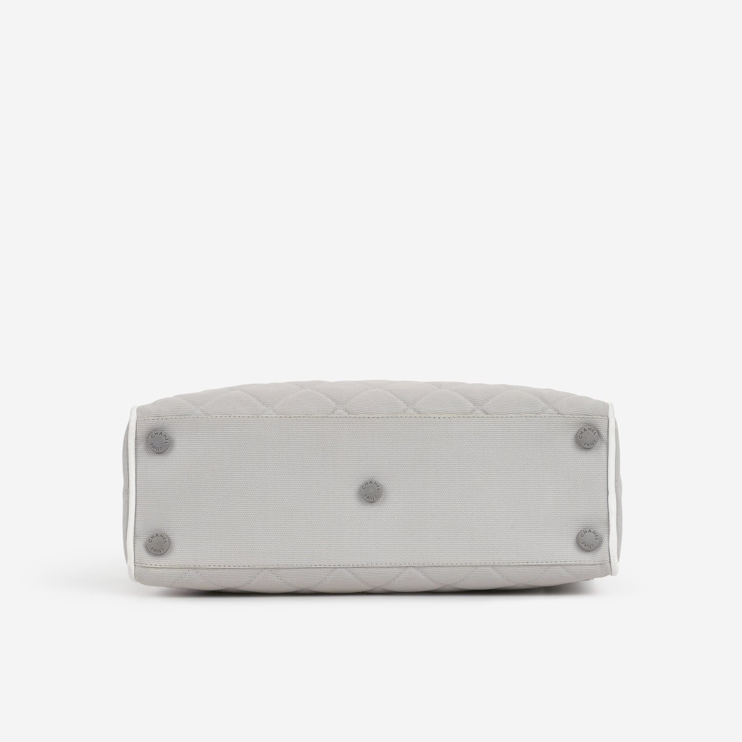 Chanel Vintage Mini Boston Bowling Bag - Grey Canvas | Silver Hardware