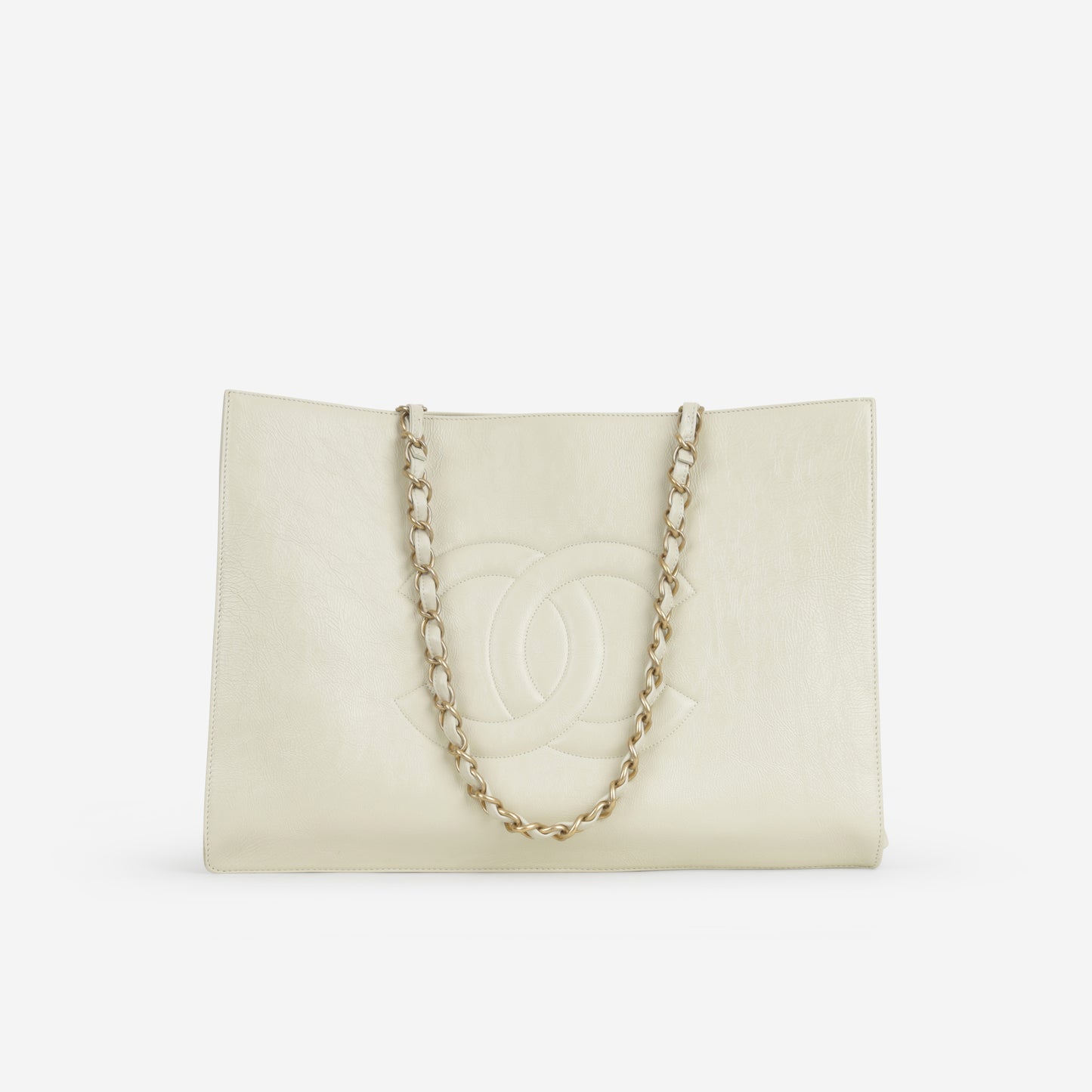 Chanel Timeless CC Shopping Tote - Ivory Crumpled Calfskin | Aged Gold Hardware