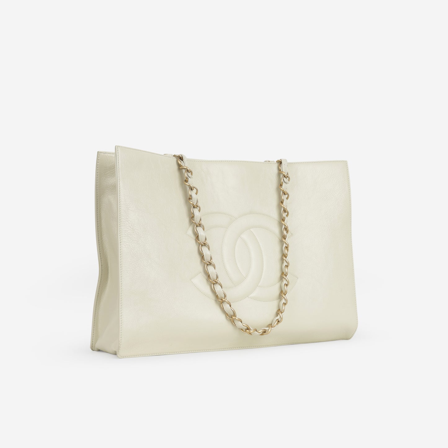 Chanel Timeless CC Shopping Tote - Ivory Crumpled Calfskin | Aged Gold Hardware